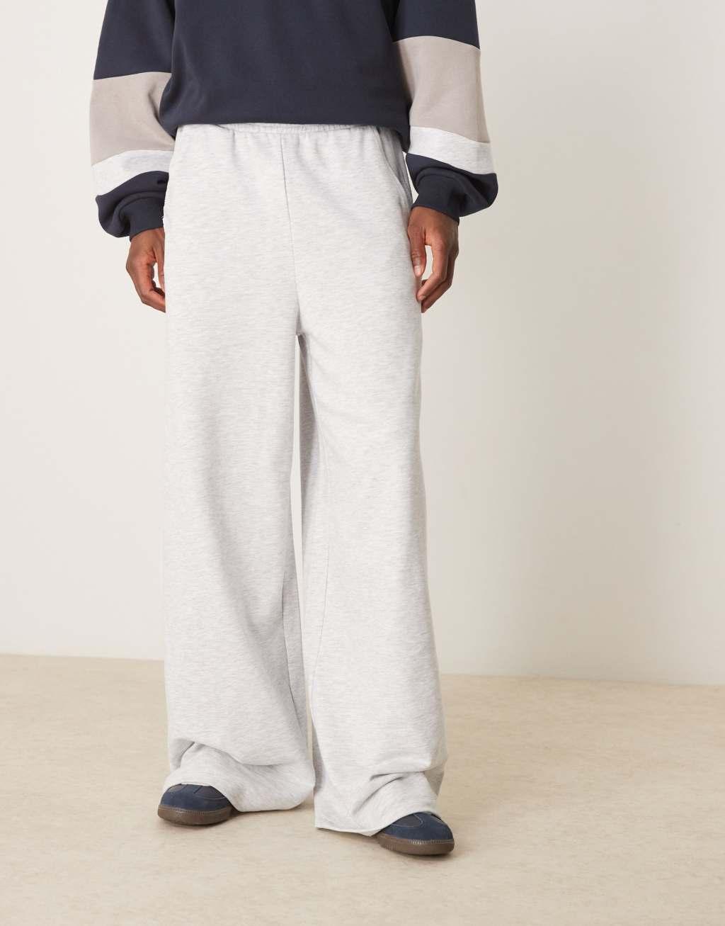 ASOS DESIGN super wide leg sweatpants with side panels in gray heather Product Image