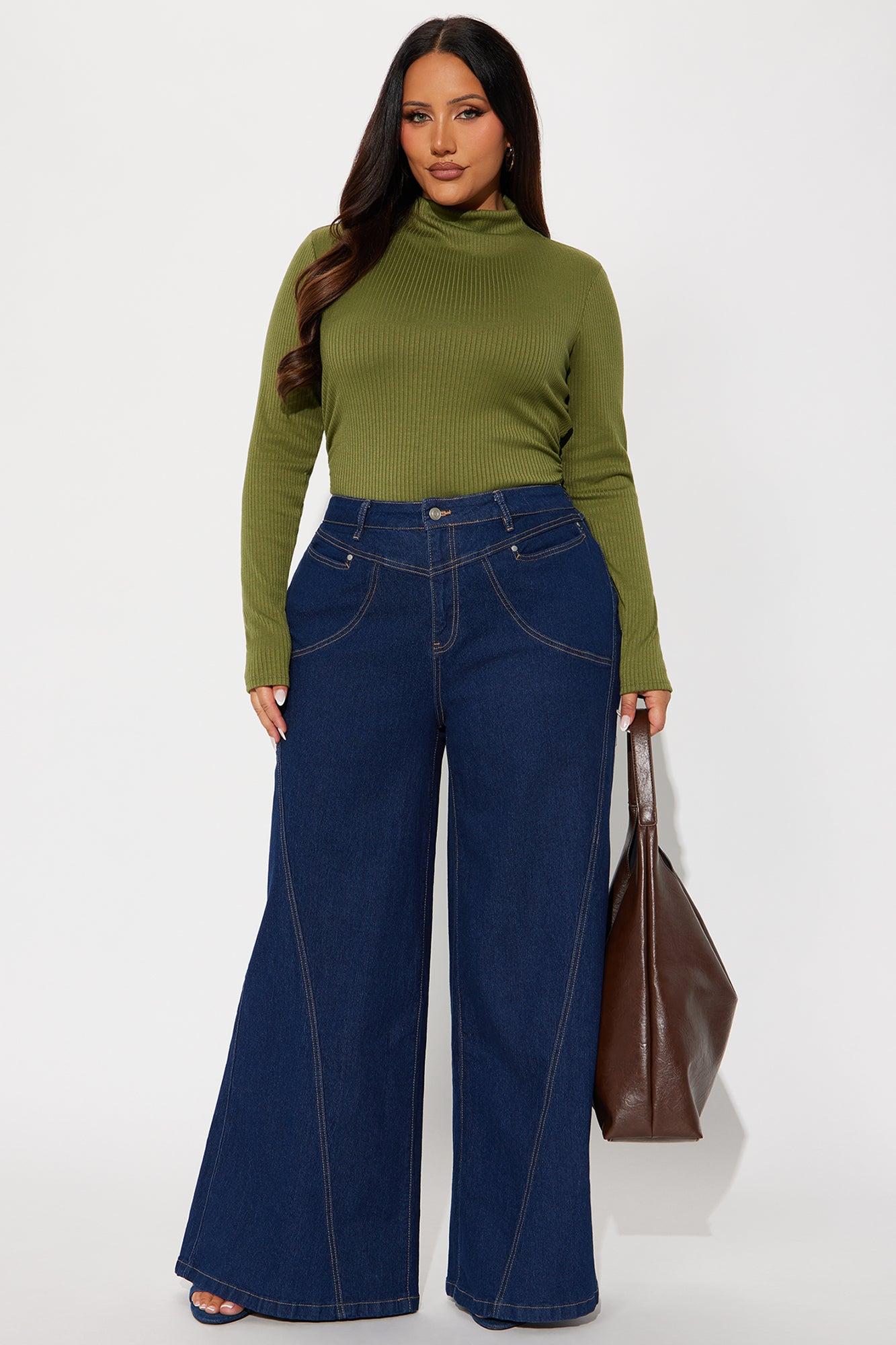 Americano Stretch Super Wide Leg Jeans - Dark Wash Female Product Image