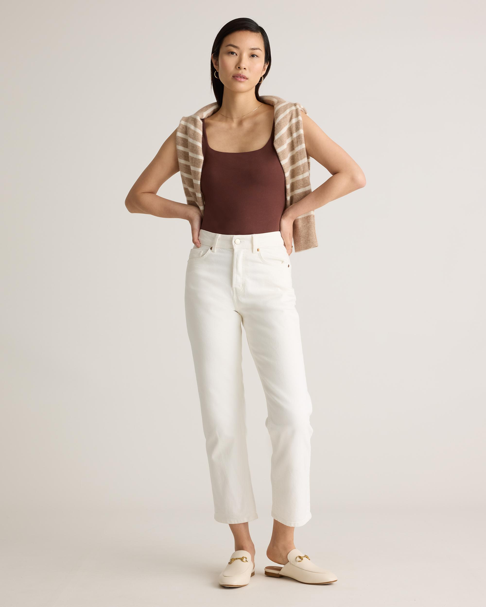 Quince | Women's Stretch Cotton Jersey Square Neck Tank Top Bodysuit Organic Cotton Product Image