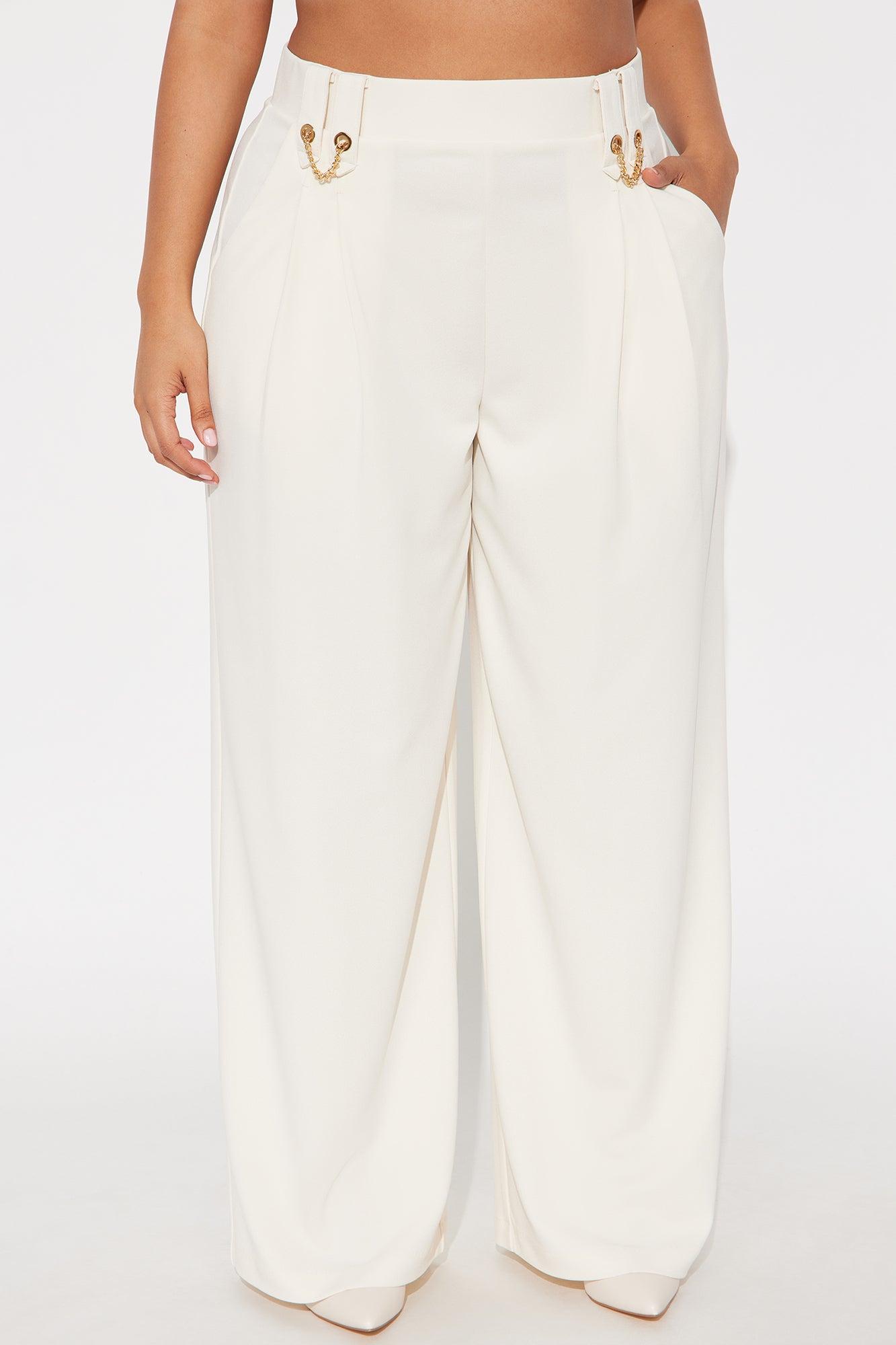 Office Mood Wide Leg Trouser - Cream Female Product Image