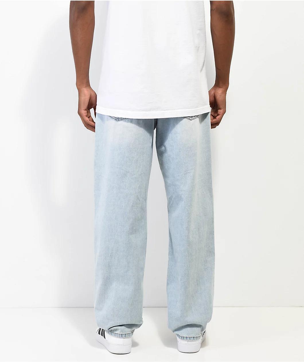 Empyre Peri Light Blue Wash Ripped Skate Jeans Product Image