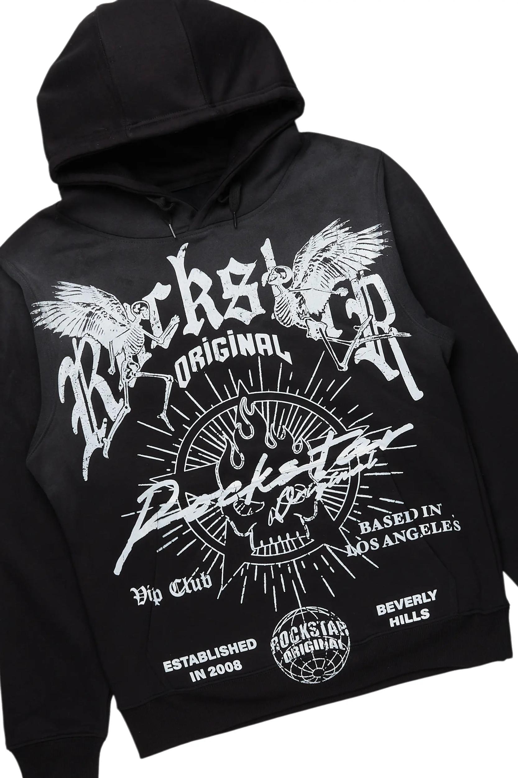 Tally Black Hoodie/Stacked Flare Jean Bundle Male Product Image