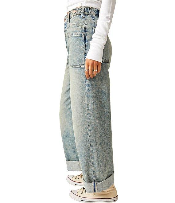 Free People Palmer Mid Rise Relaxed Button Waist Cuffed Jeans Product Image