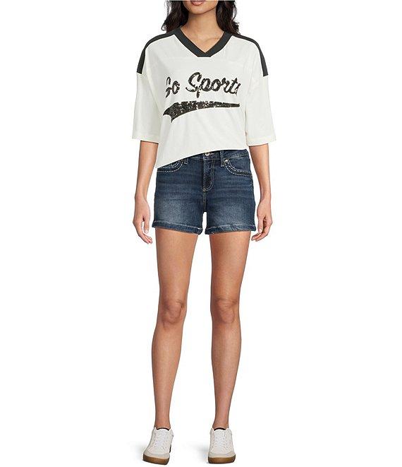 Miss Chievous V-Neck Go Sports Short Sleeve Varsity T-Shirt Product Image