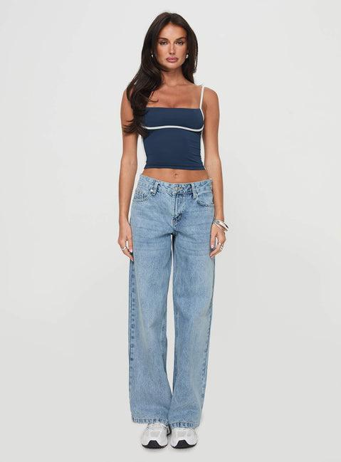 Serenitia Mid Rise Straight Leg Jeans Light Wash Product Image