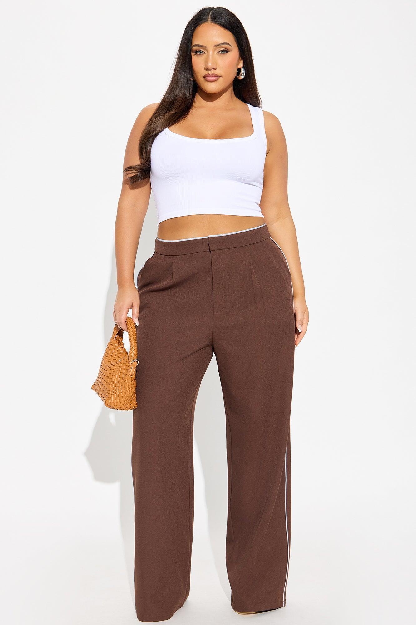 Faye Wide Leg Trouser Pants - Brown/combo Female Product Image