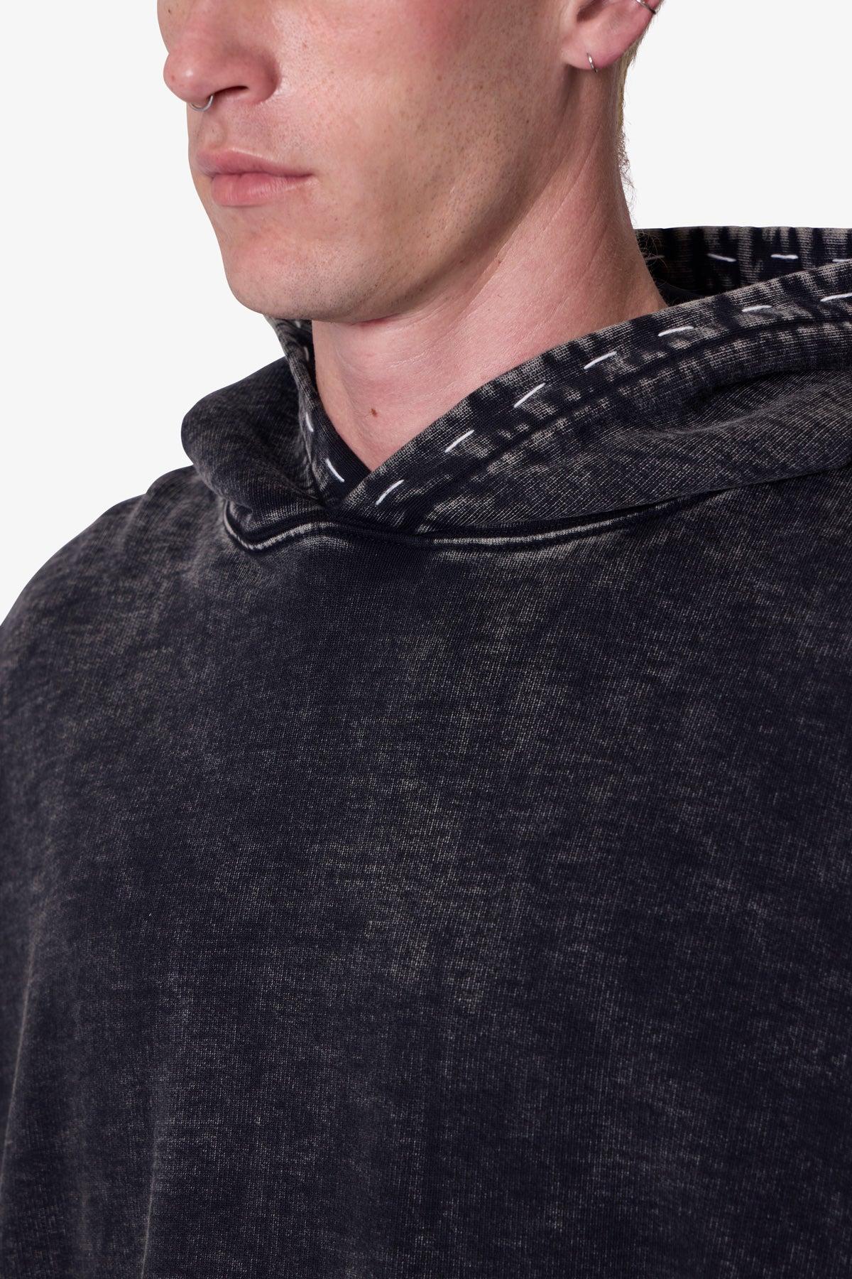 Contrast Stitch Hoodie - Black Product Image