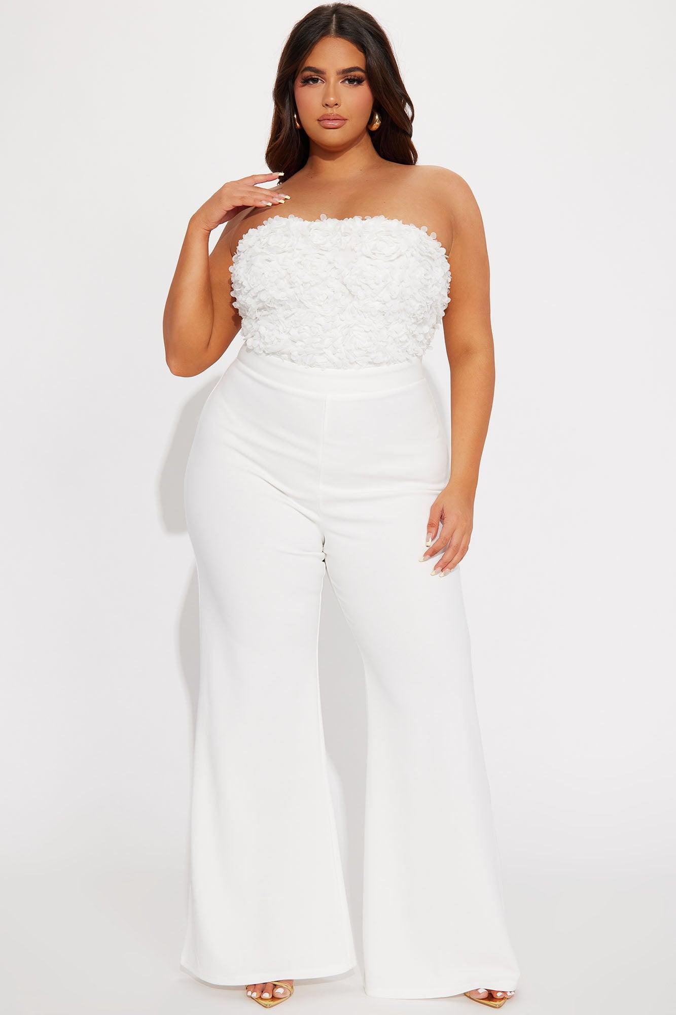 Diana 3D Floral Jumpsuit - White Product Image