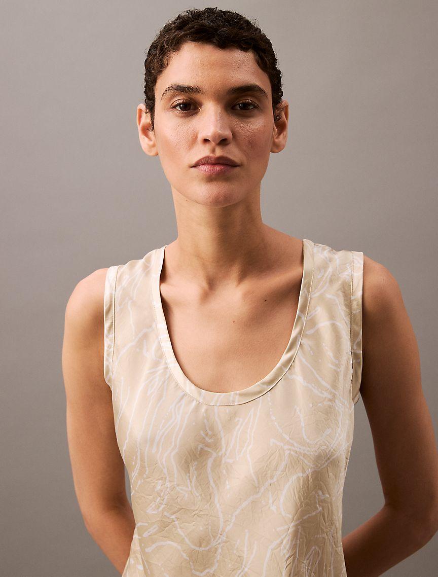 Crushed Satin Print Tank Top Product Image