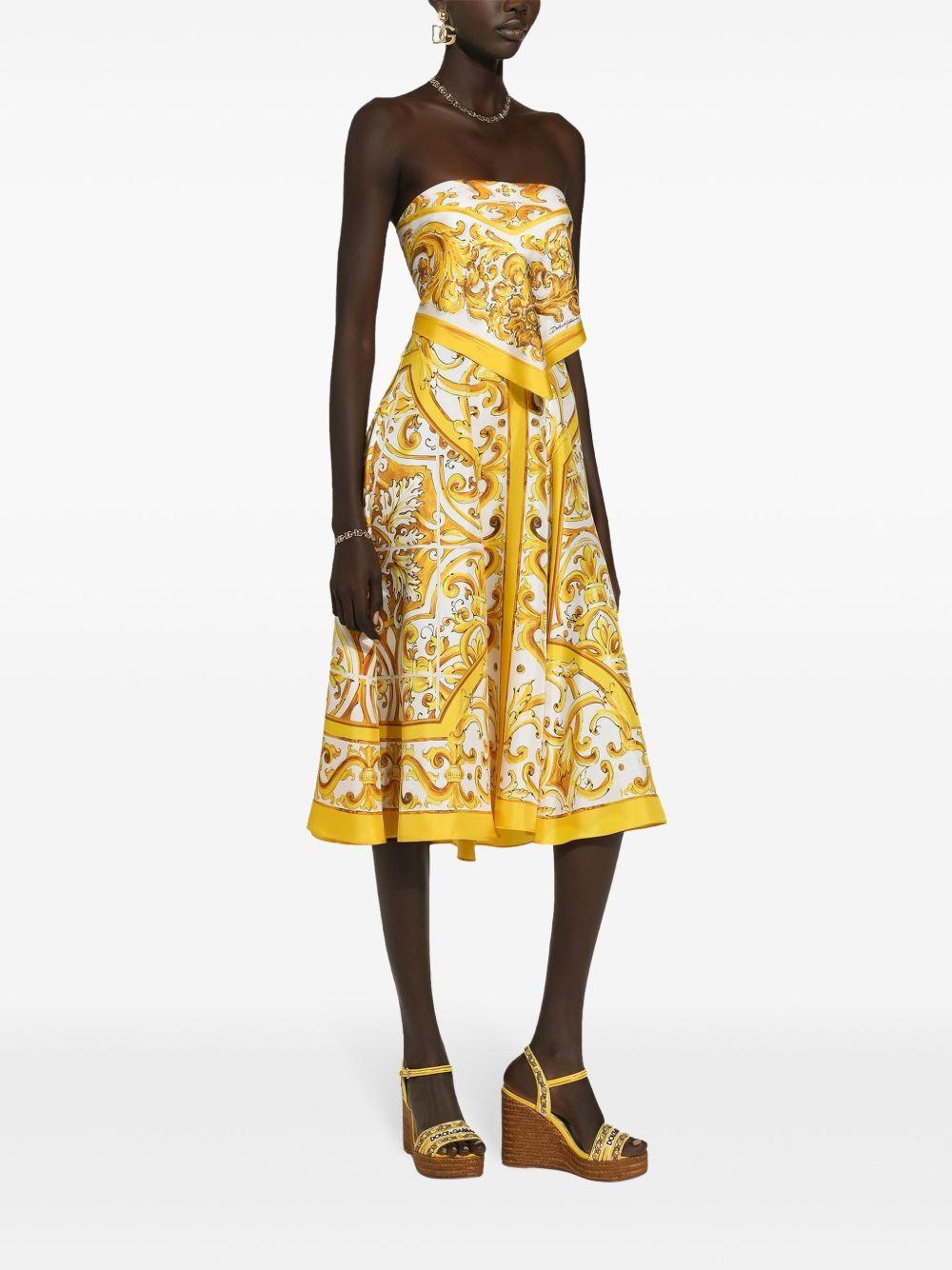 Majolica-print silk midi dress Product Image