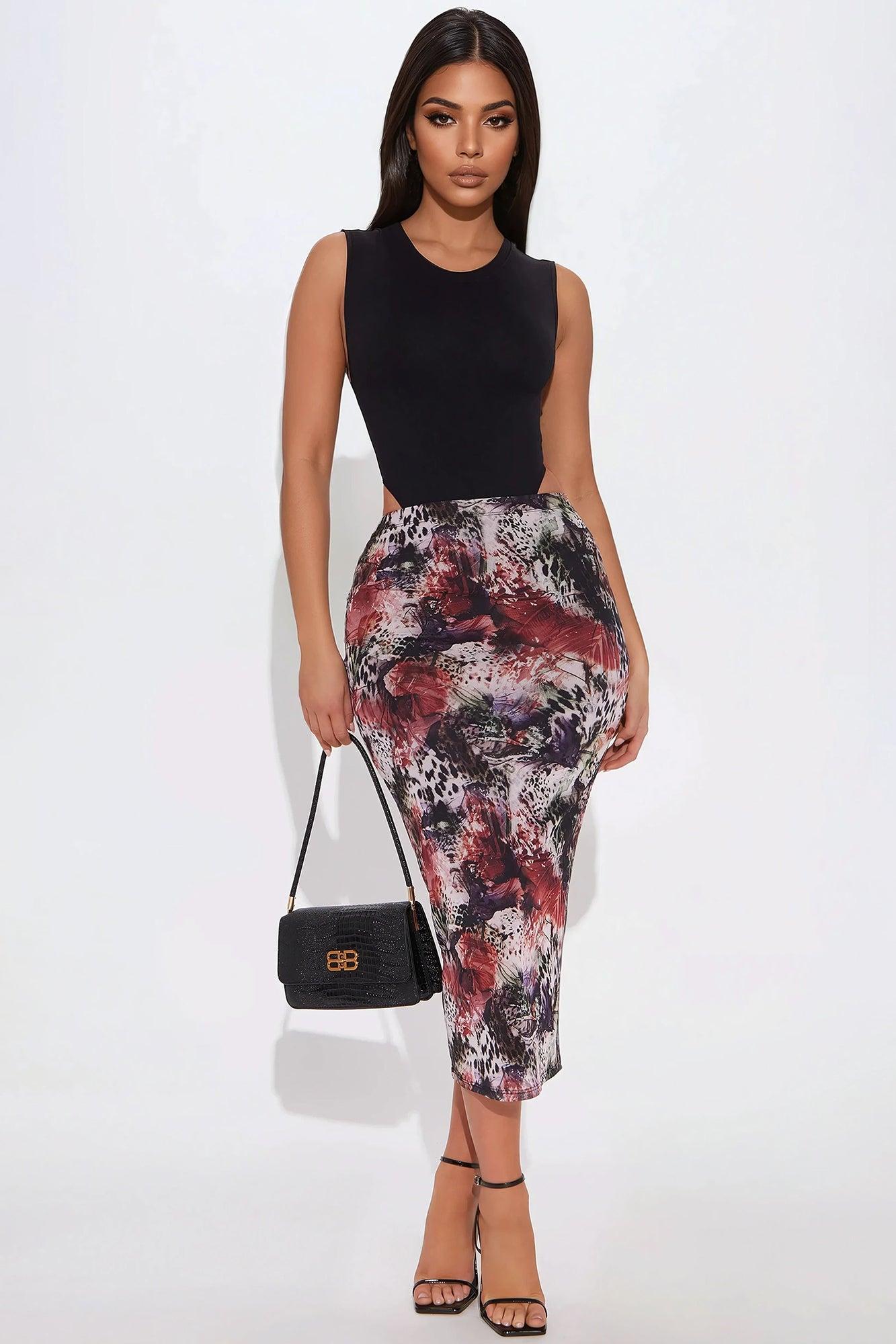 Cosmic Bloom Mesh Midi Skirt - Multi Color Product Image