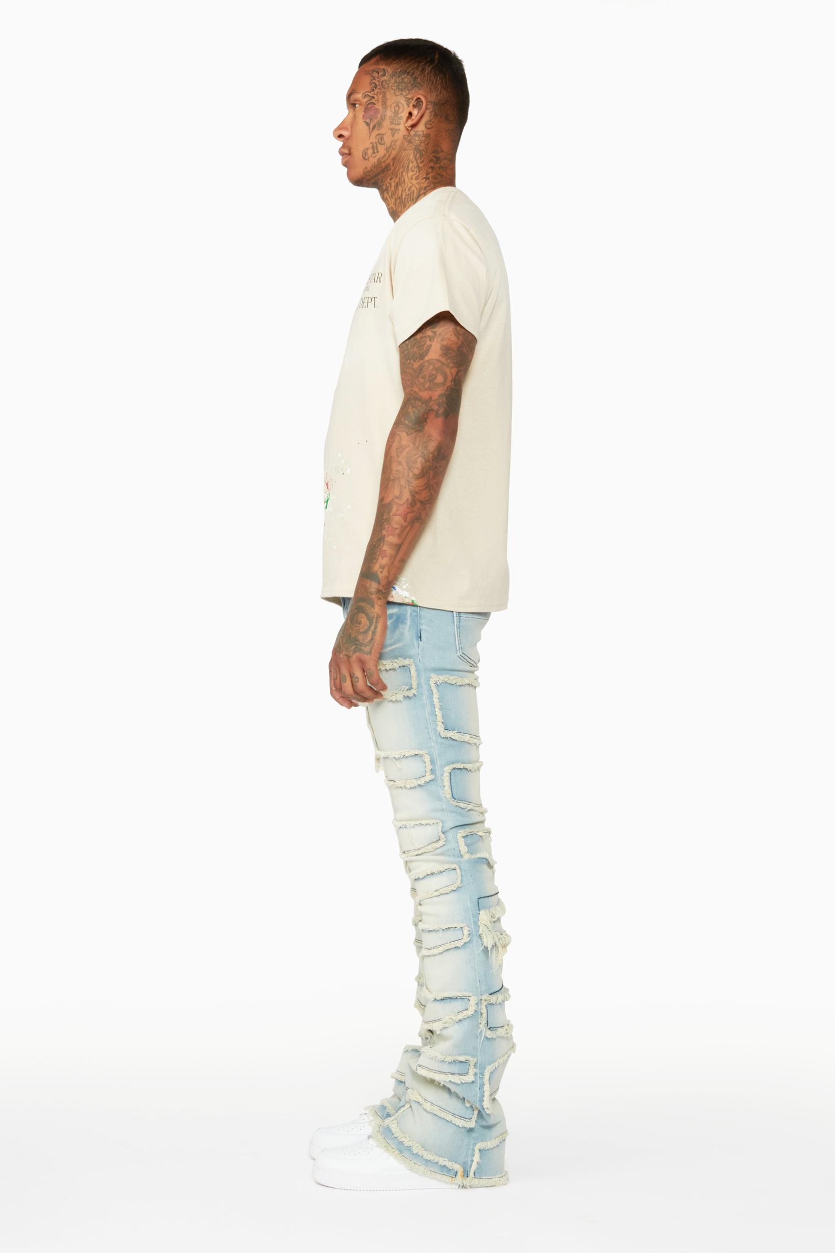 Shake Light Blue Stacked Flare Jean Male Product Image