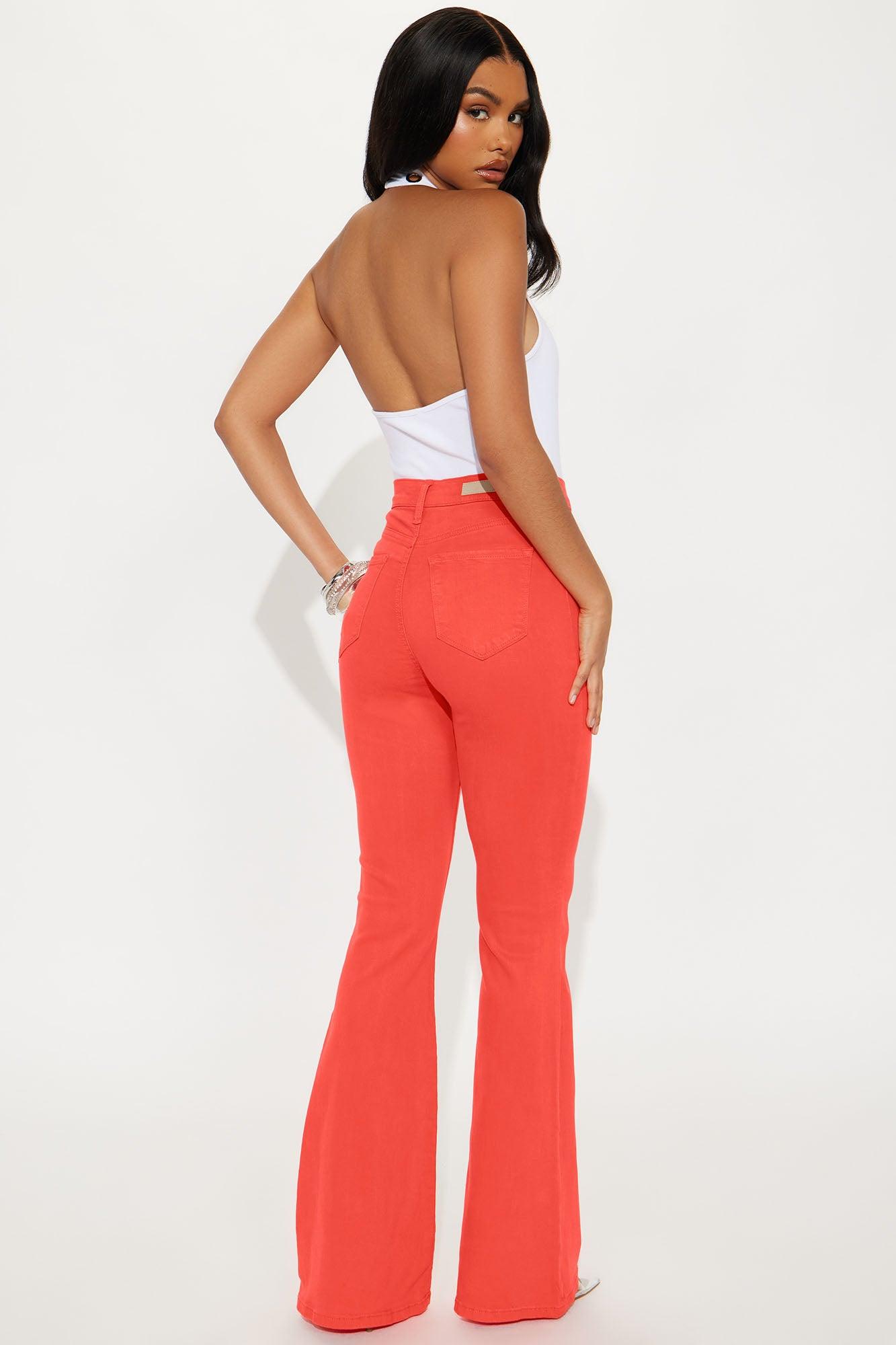 Sunset Hour High Rise Flare Jeans - Orange Female Product Image