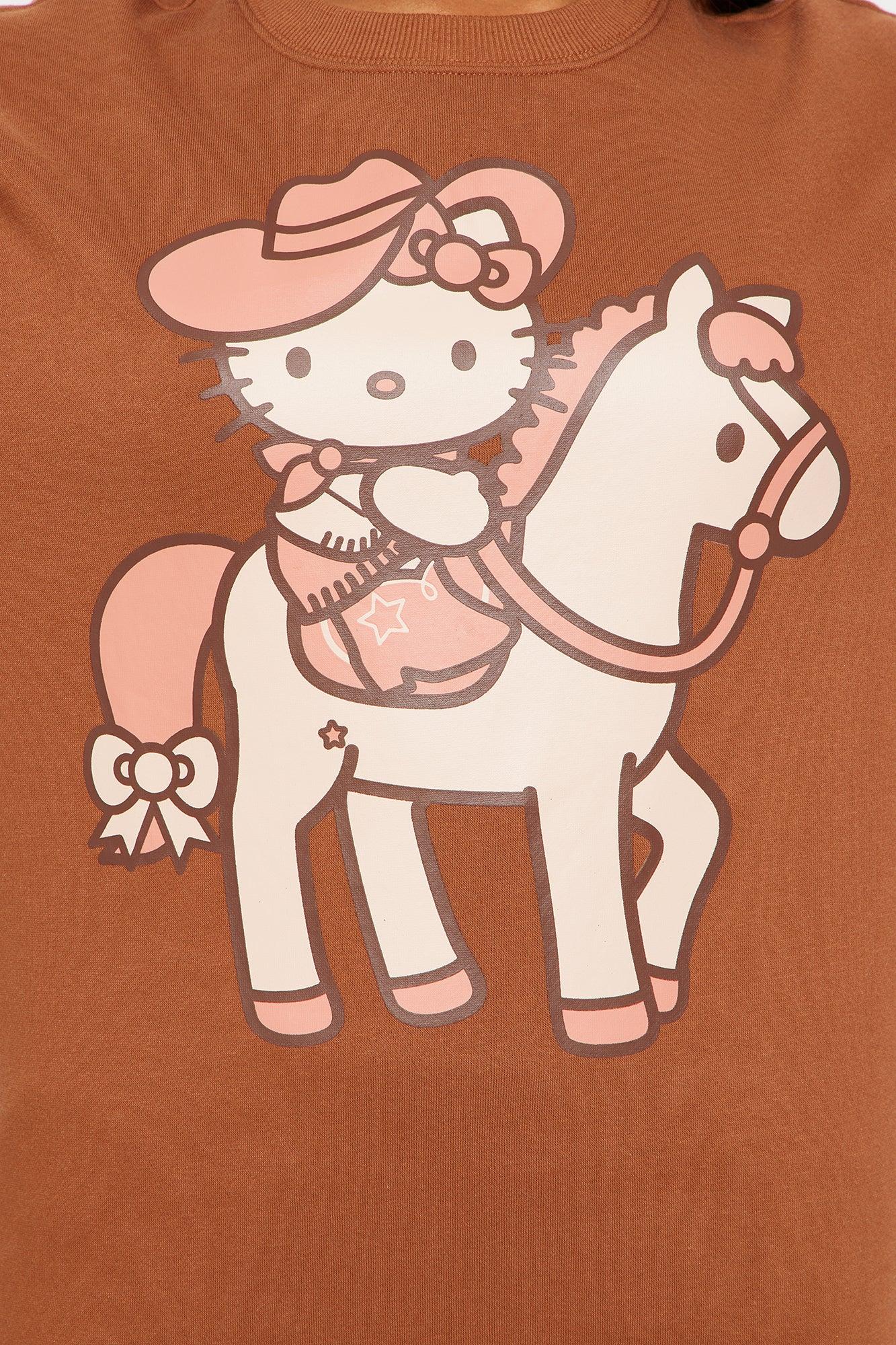 Hello Kitty Desert Rider Oversized Sweatshirt - Brown Product Image