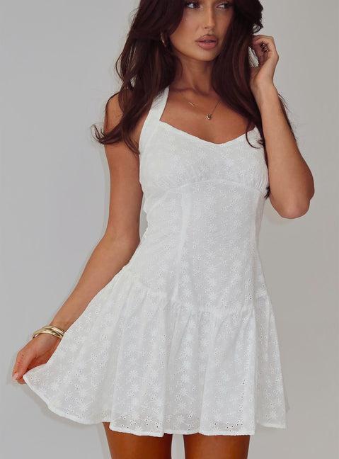 Kaesie Halter Mini Dress White Product Image