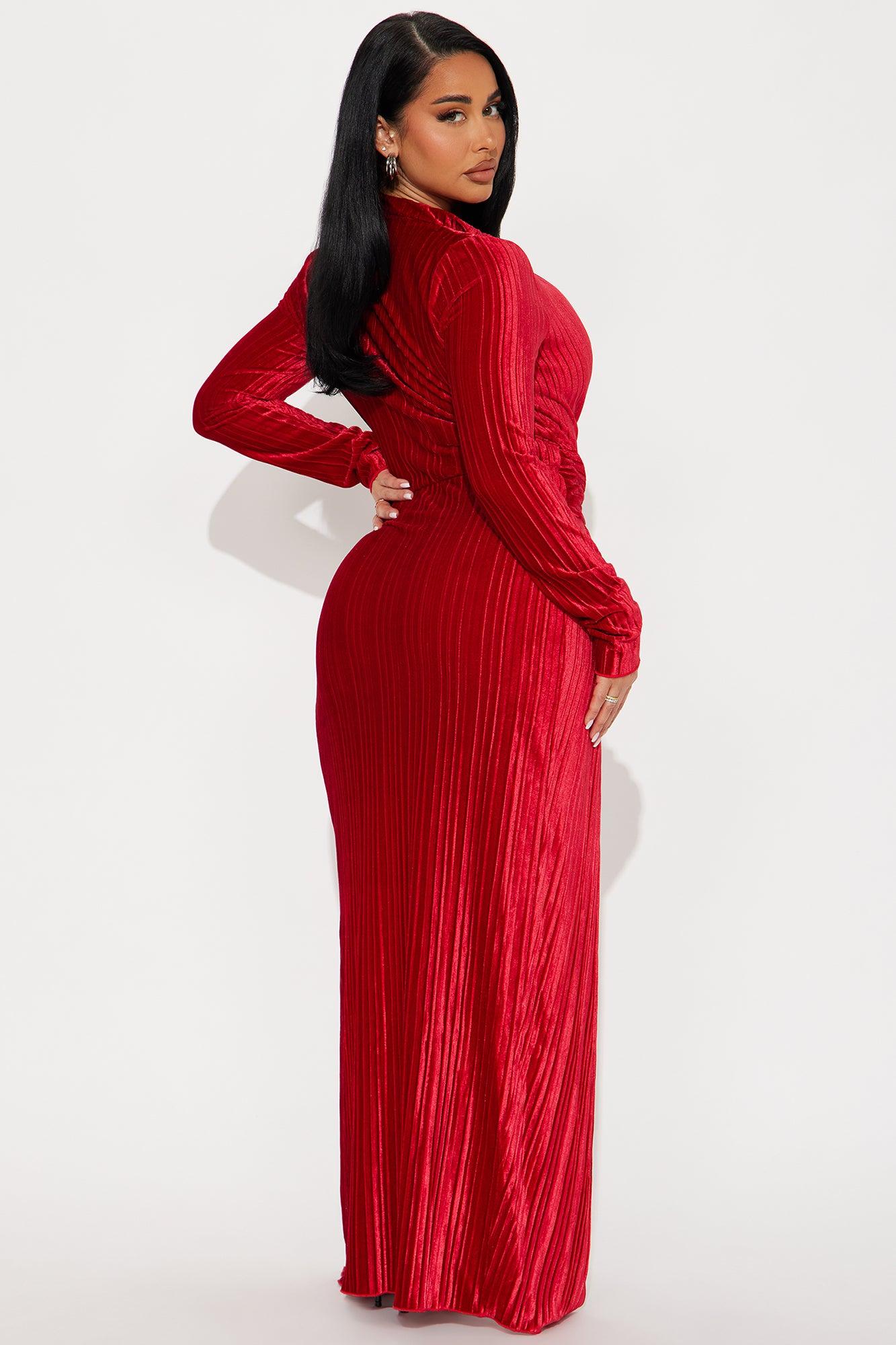 Monica Velvet Maxi Dress - Red Product Image