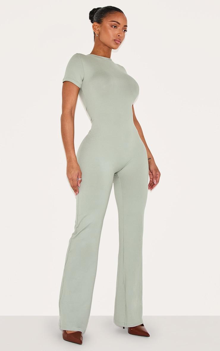 Shape Sage Green Sculpted Short Sleeve Jumpsuit Product Image