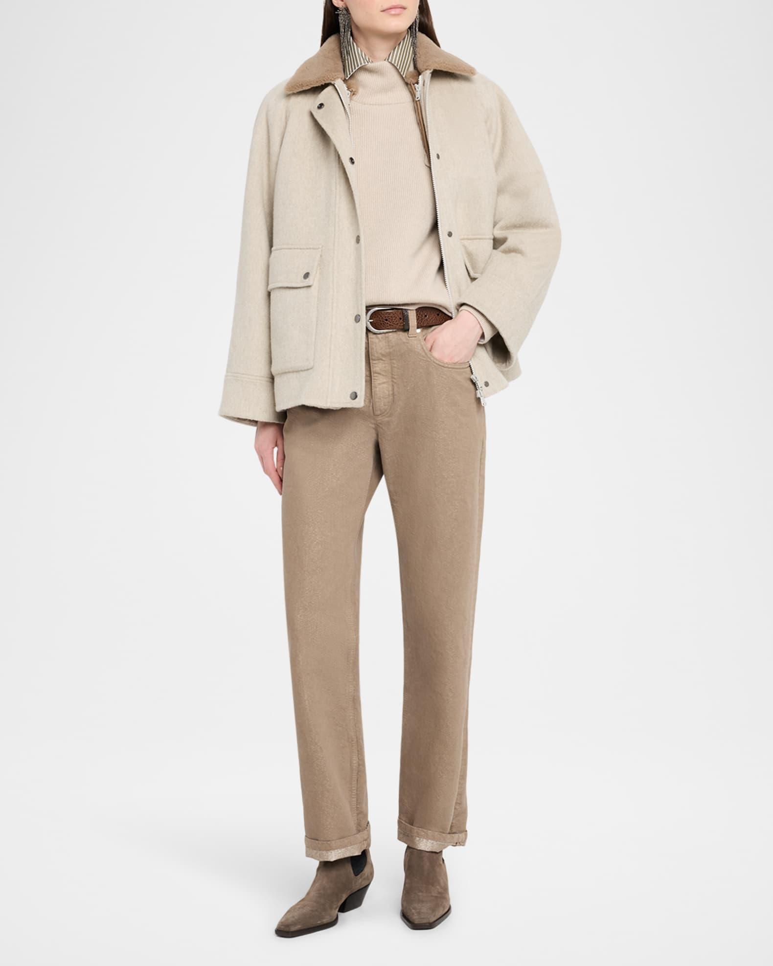 Pinstripe Cotton-Silk Button-Front Blouse Product Image