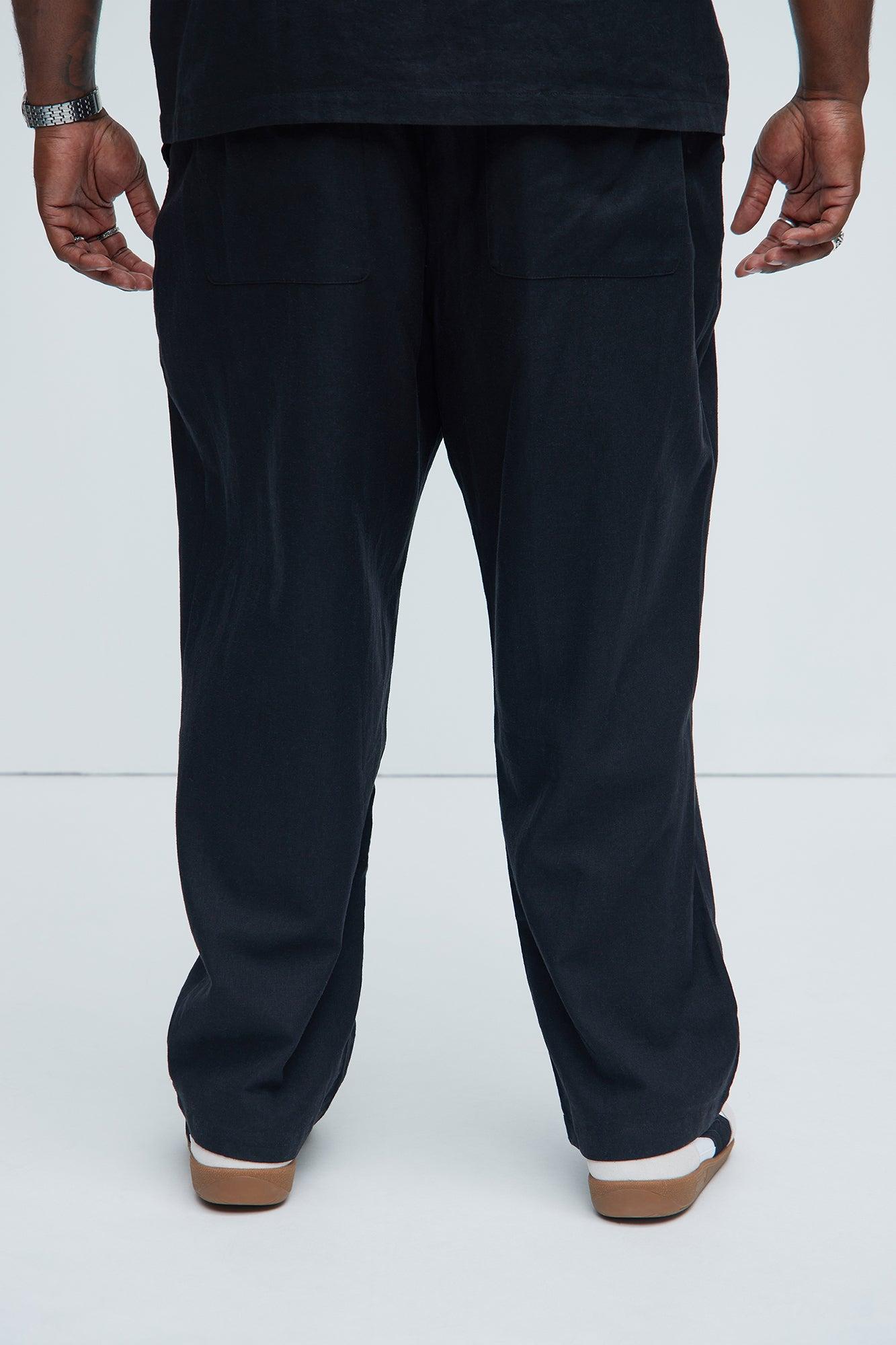Bahamas Straight Linen Pants - Black Product Image