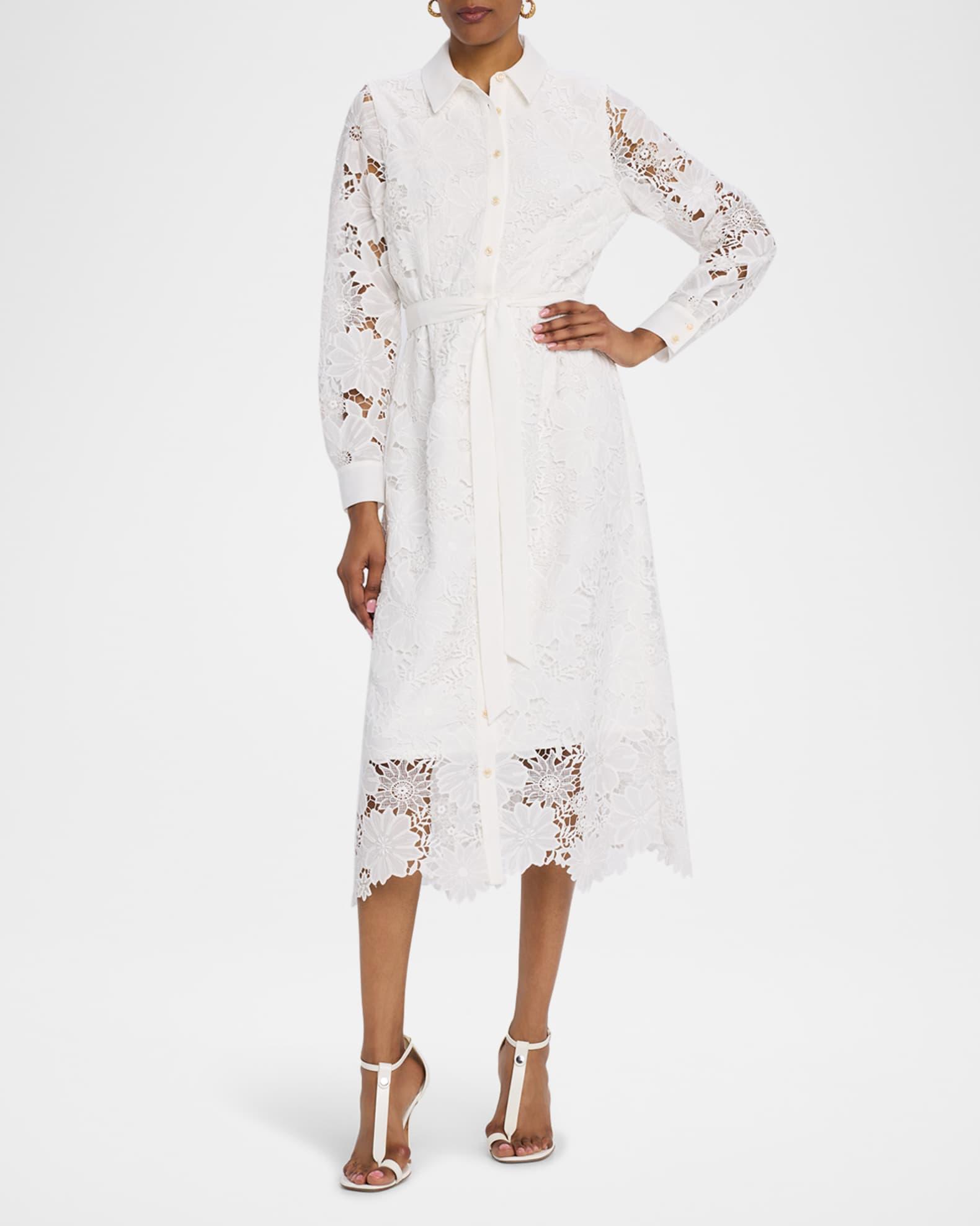 The Lilia Floral Lace Midi Shirtdress Product Image
