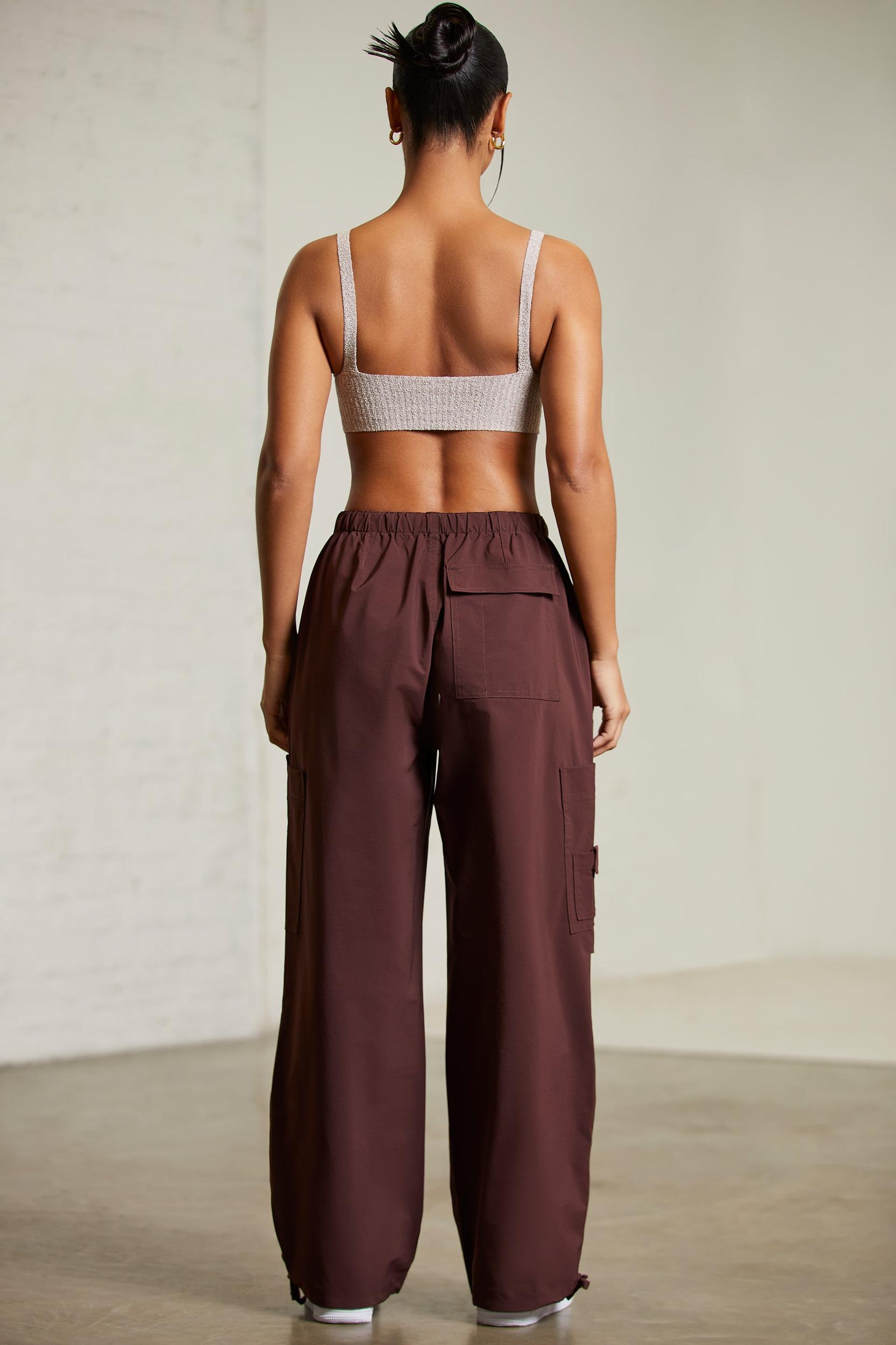 Wide Leg Cargo Trousers in Brown Female Product Image