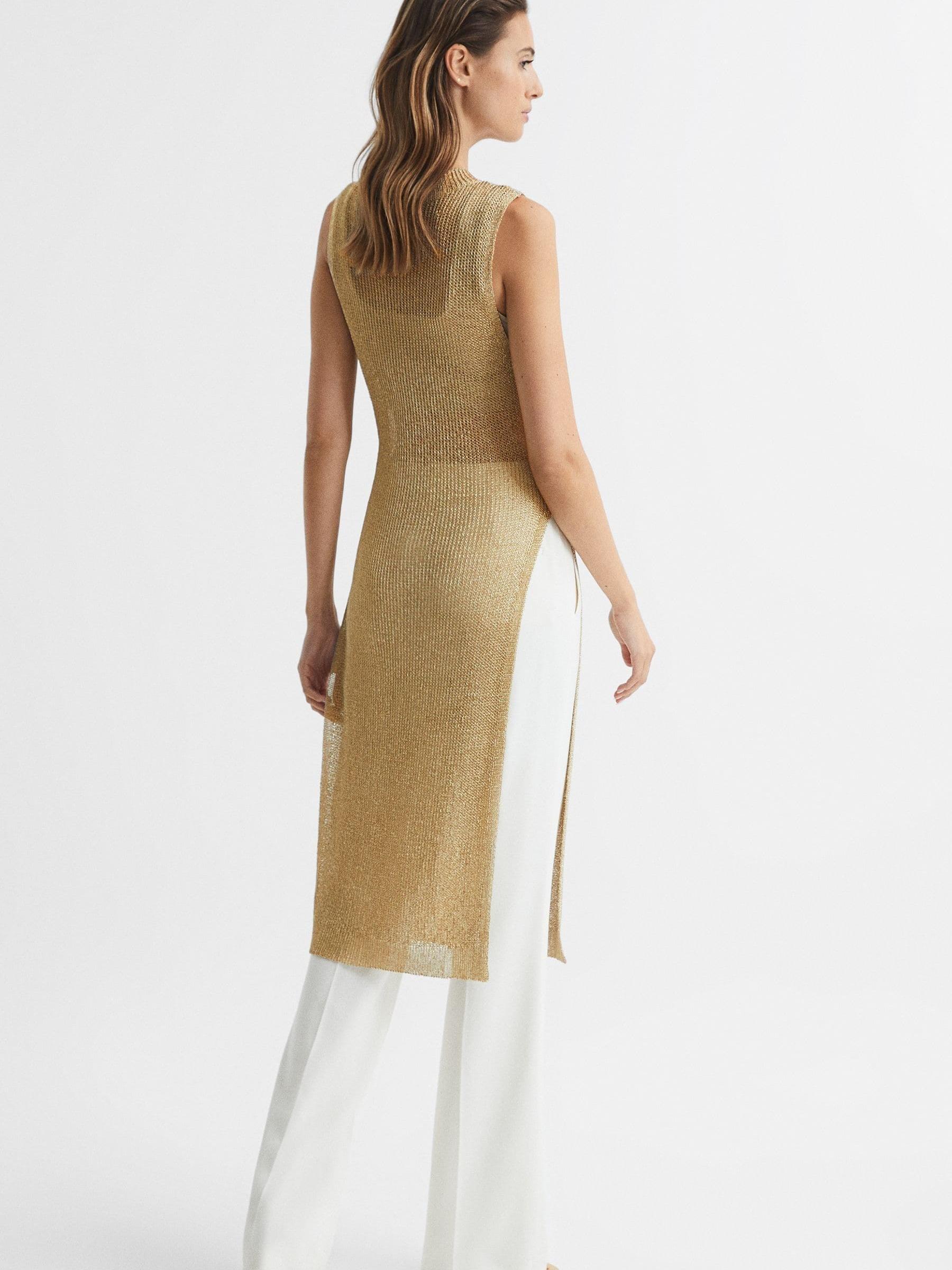 Metallic Open Knit Tunic in Bronze Product Image