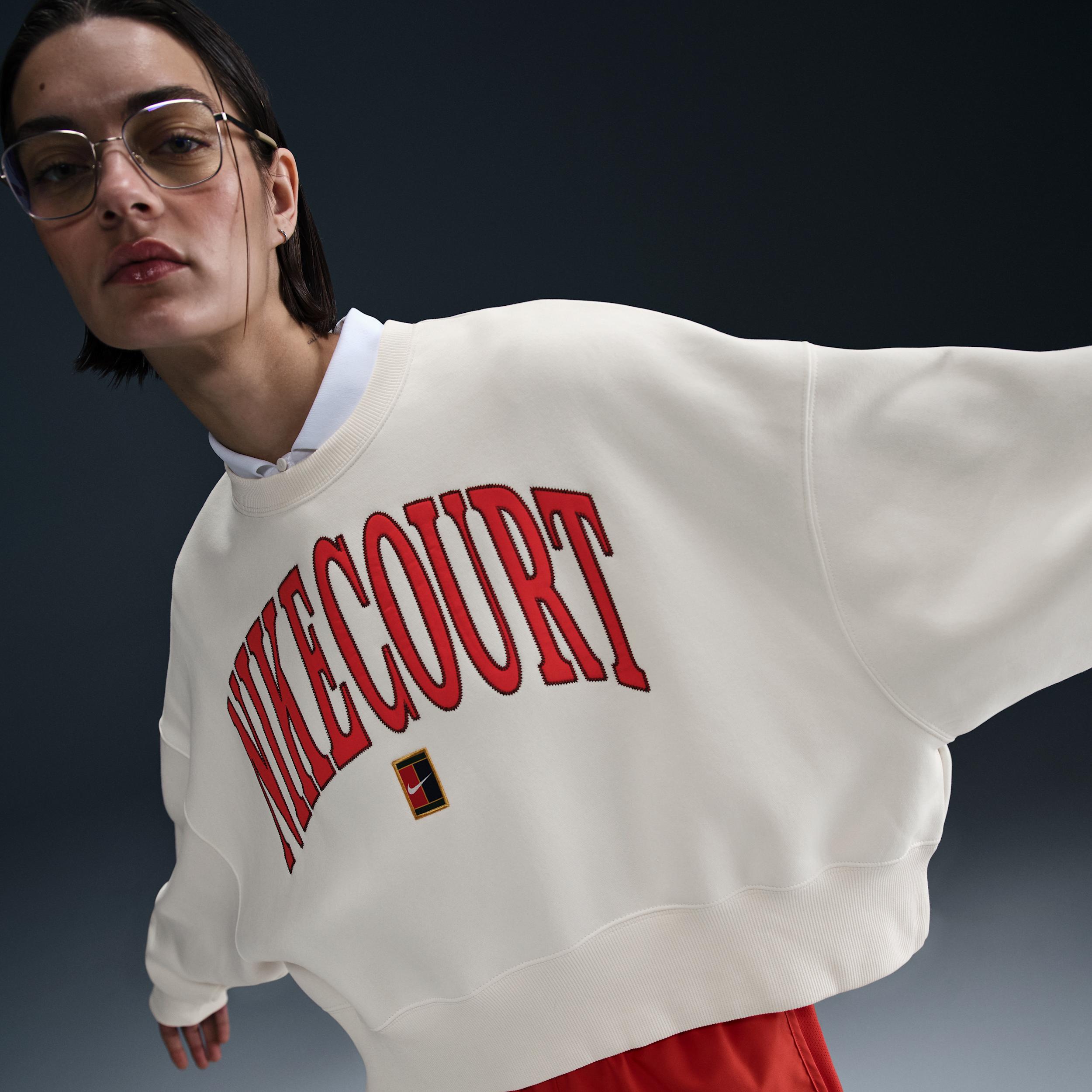 Nike Womens Court Phoenix Fleece Over-Oversized Crew-Neck Tennis Sweatshirt | HQ0351-010 Product Image