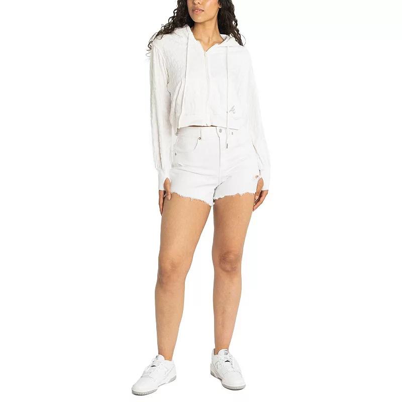 Women's Lusso White Atlanta Braves Tabitha Cheetah Terry Full-Zip Sweatshirt,  Product Image