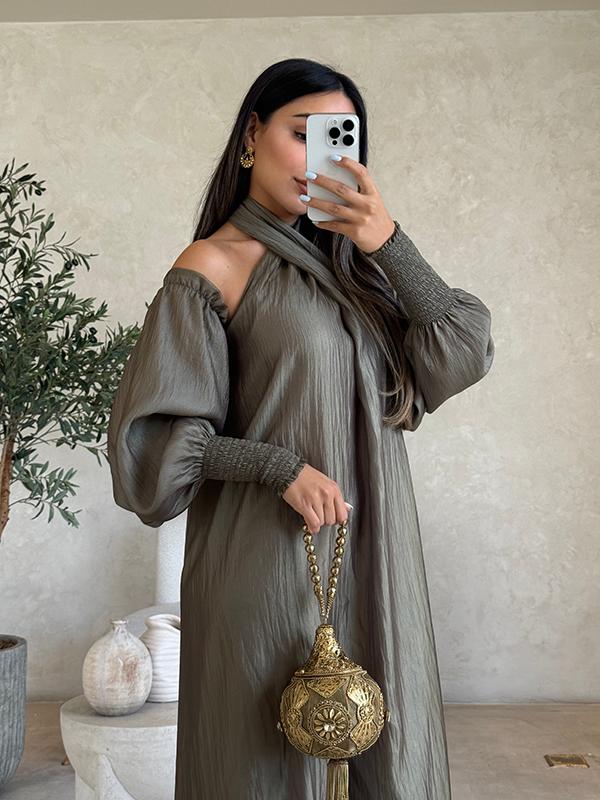 Loose Solid Color Long Sleeves Maxi Dresses Product Image