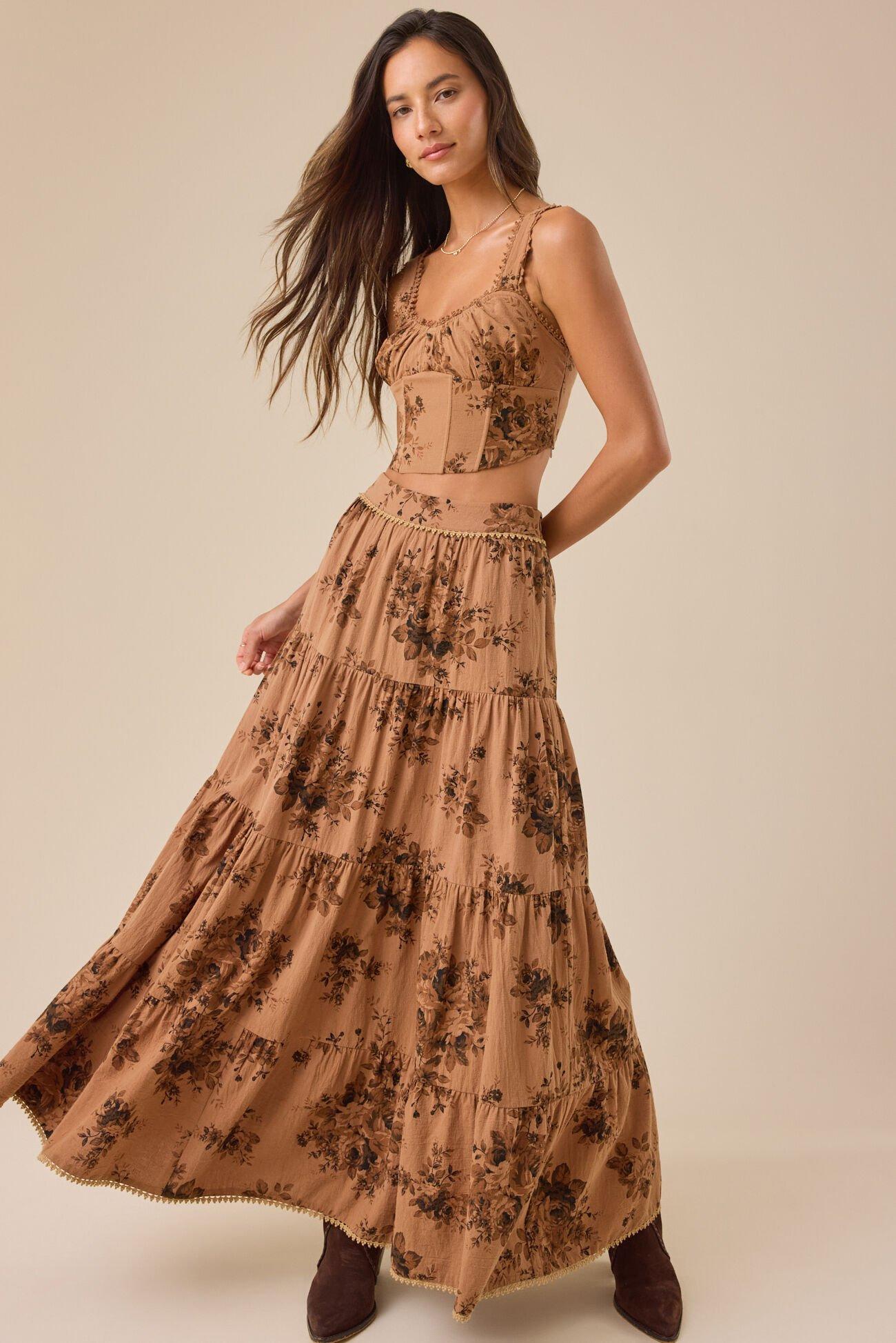 Matilda Floral Tier Midi Skirt Product Image