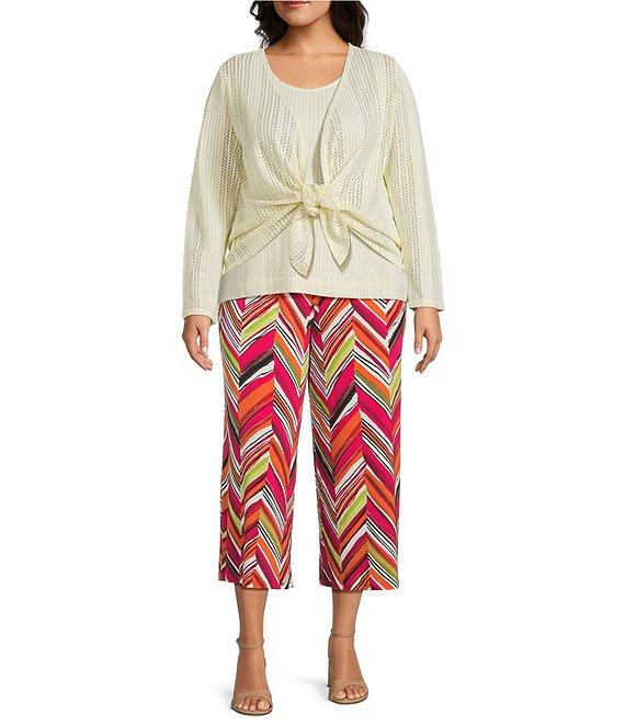 Investments Plus Size Soft Separates Sleeveless Crew Neck Crochet Top Product Image