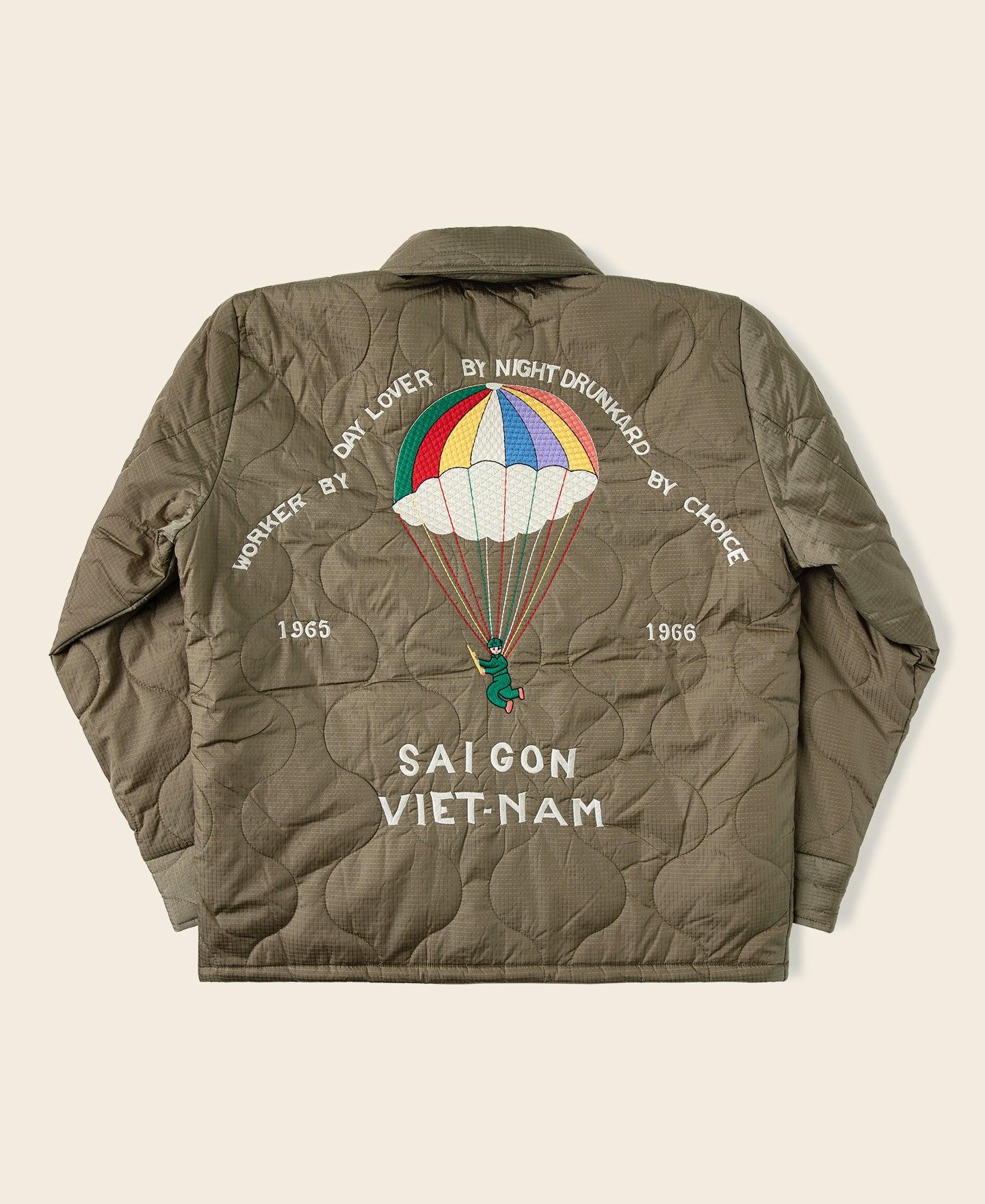 Vietnam War Quilted Padded Souvenir Jacket - Olive Product Image