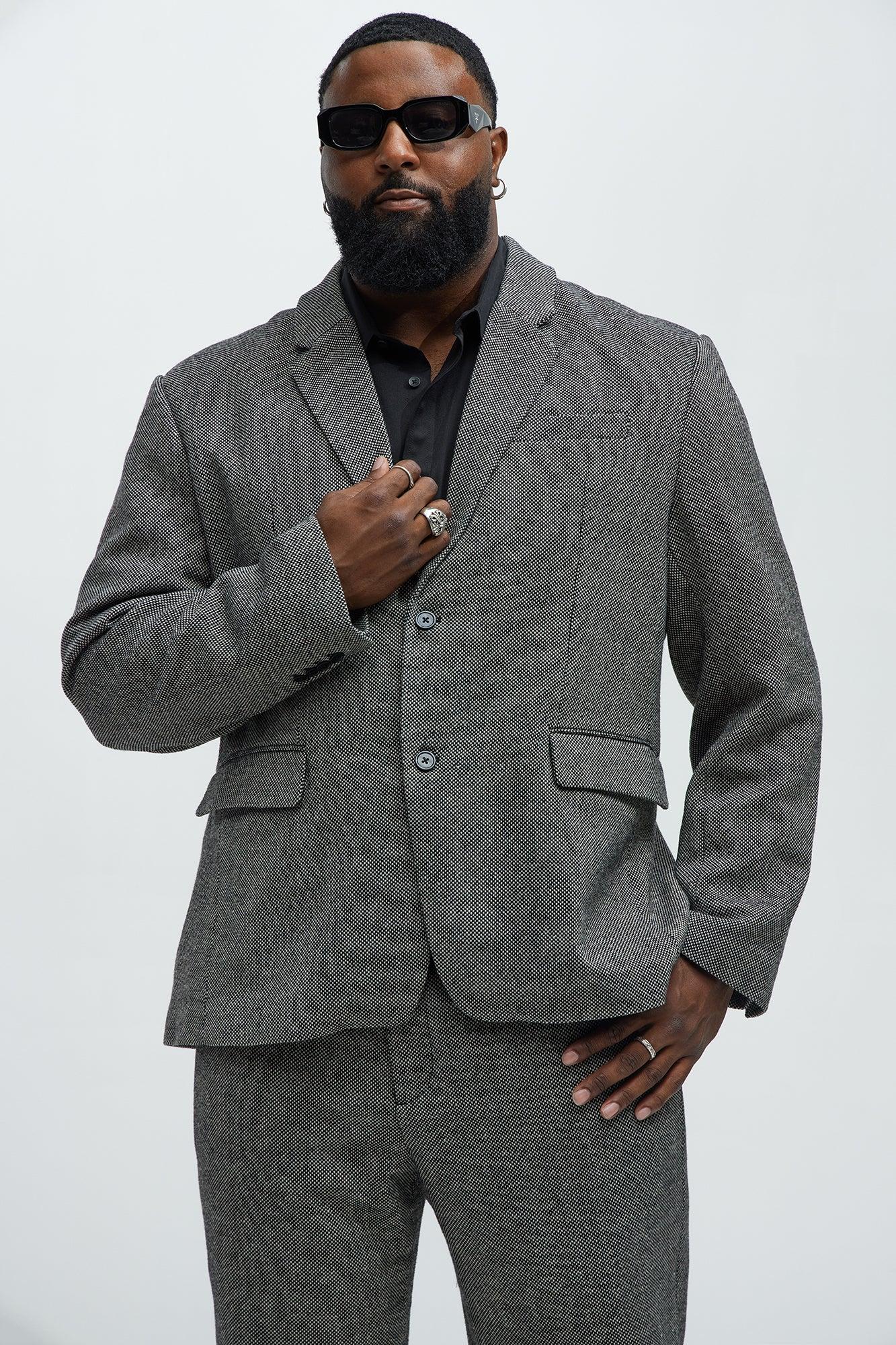 Hancock Tweed Textured Blazer - Charcoal Product Image