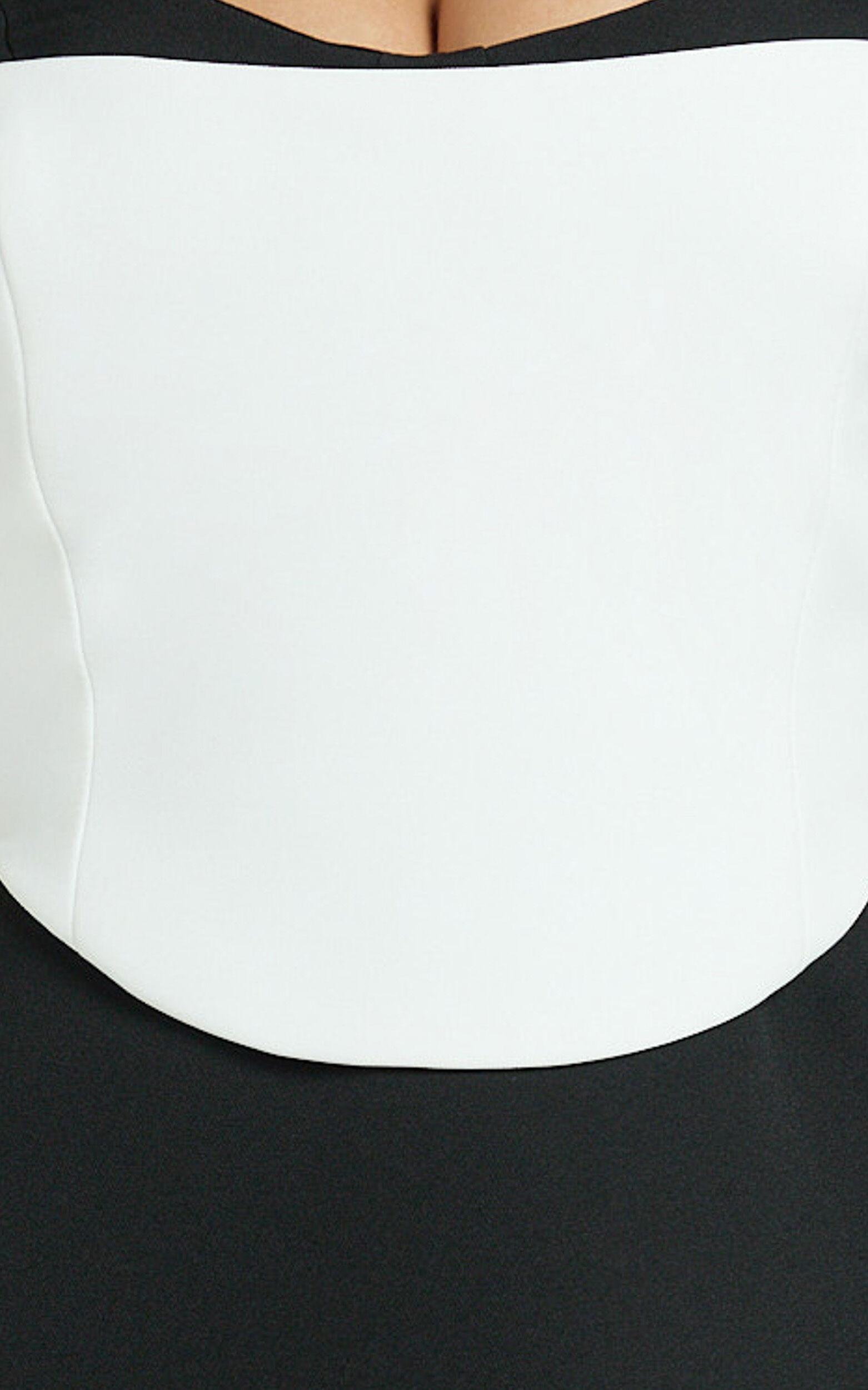 Loissa Mini Dress - Strapless Corset Waist Contrast Colour Tulip Skirt Dress in Black Product Image