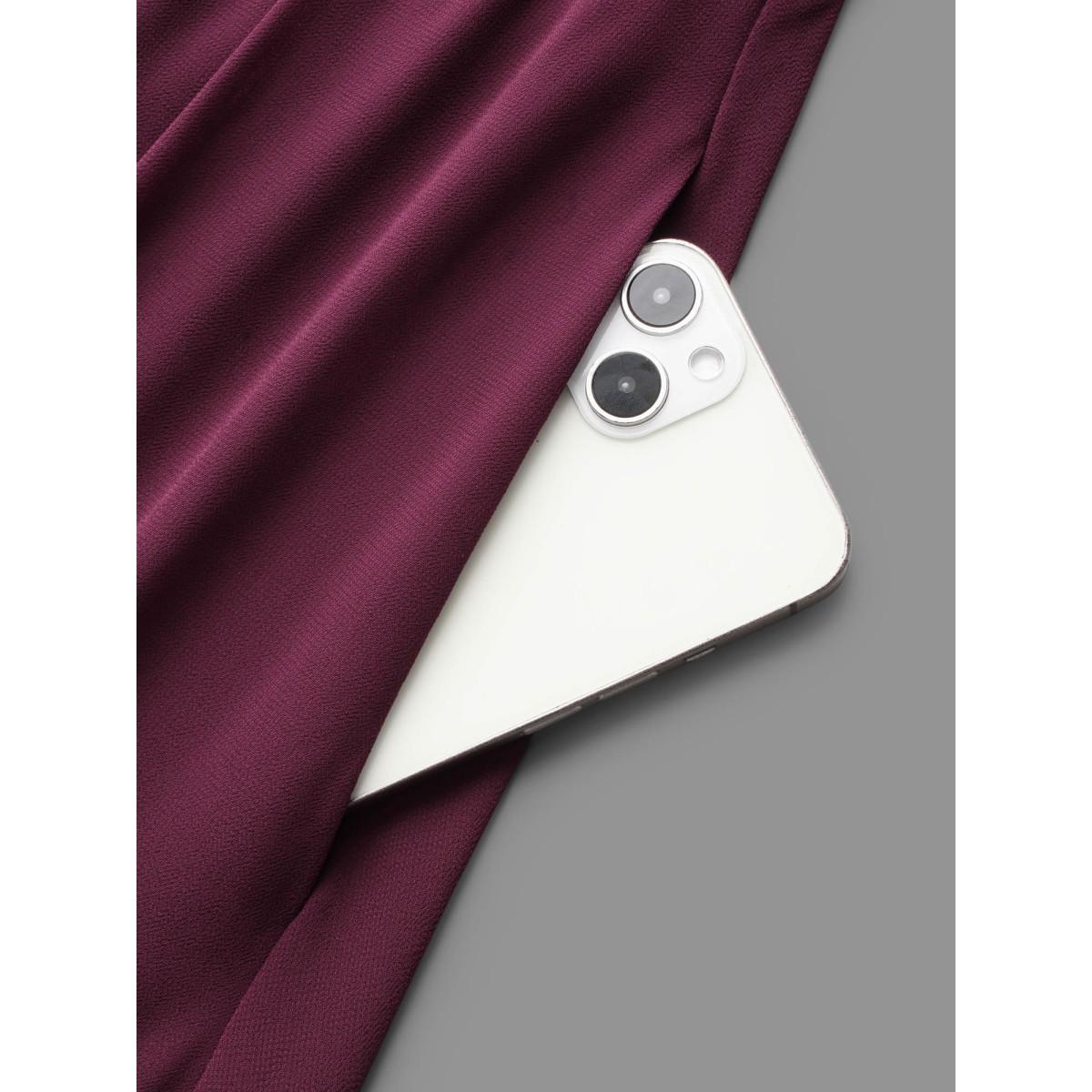 Plus Size Crochet Lace High Low Hem Midi Dress Burgundy Women Cocktail Woven ribbon&lace trim Party Curvy Bloomchic 14-16/1X Product Image