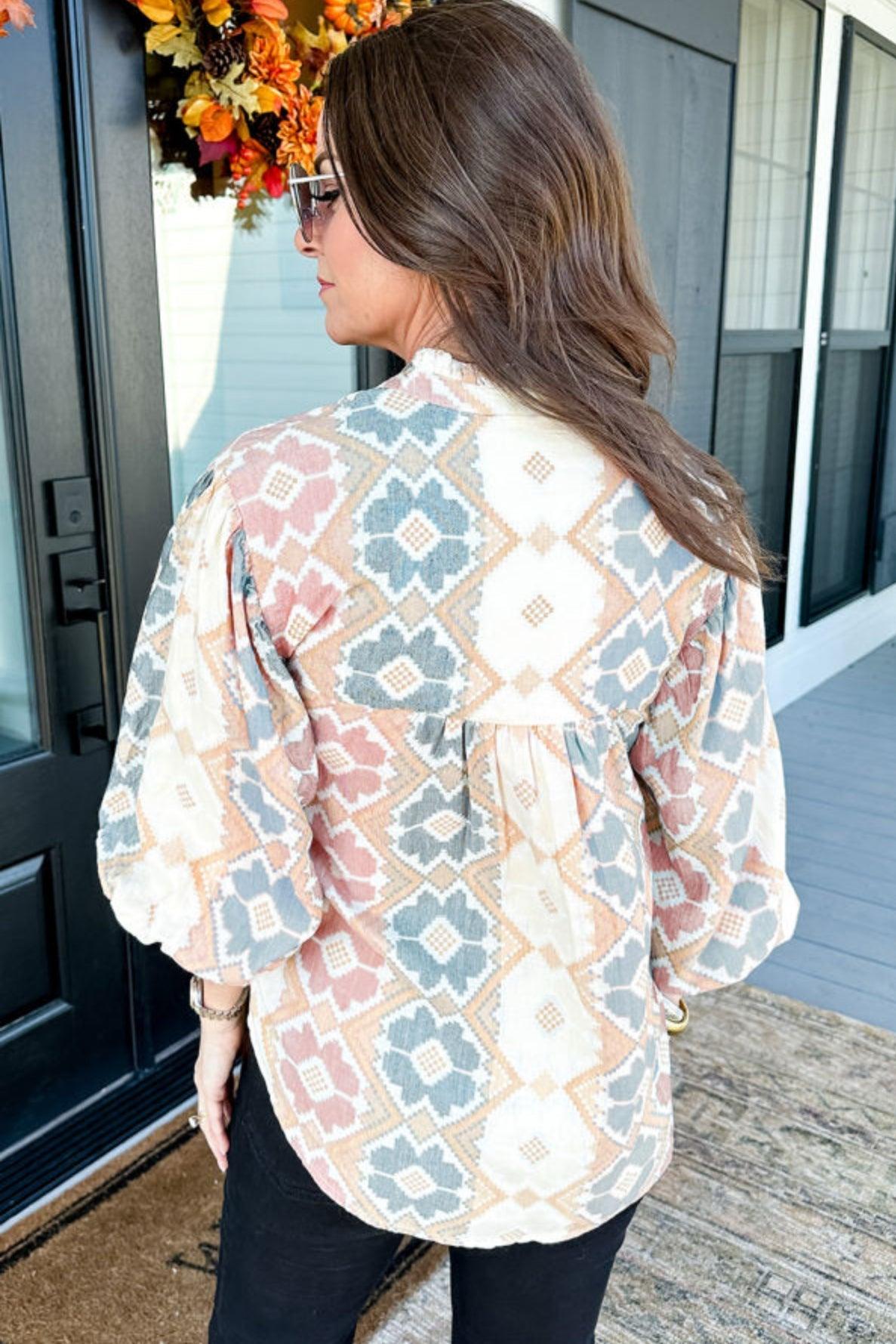 Geometric Blouse- Preorder Product Image