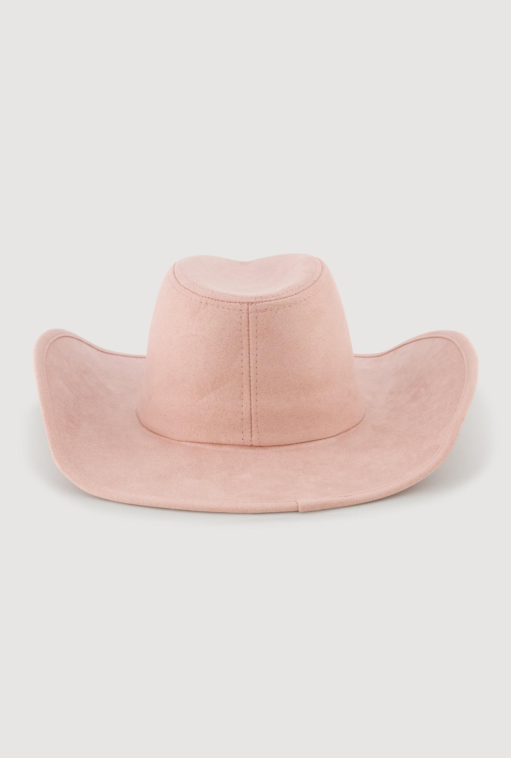 Faux Suede Rhinestone Brim Cowboy Hat Female Product Image