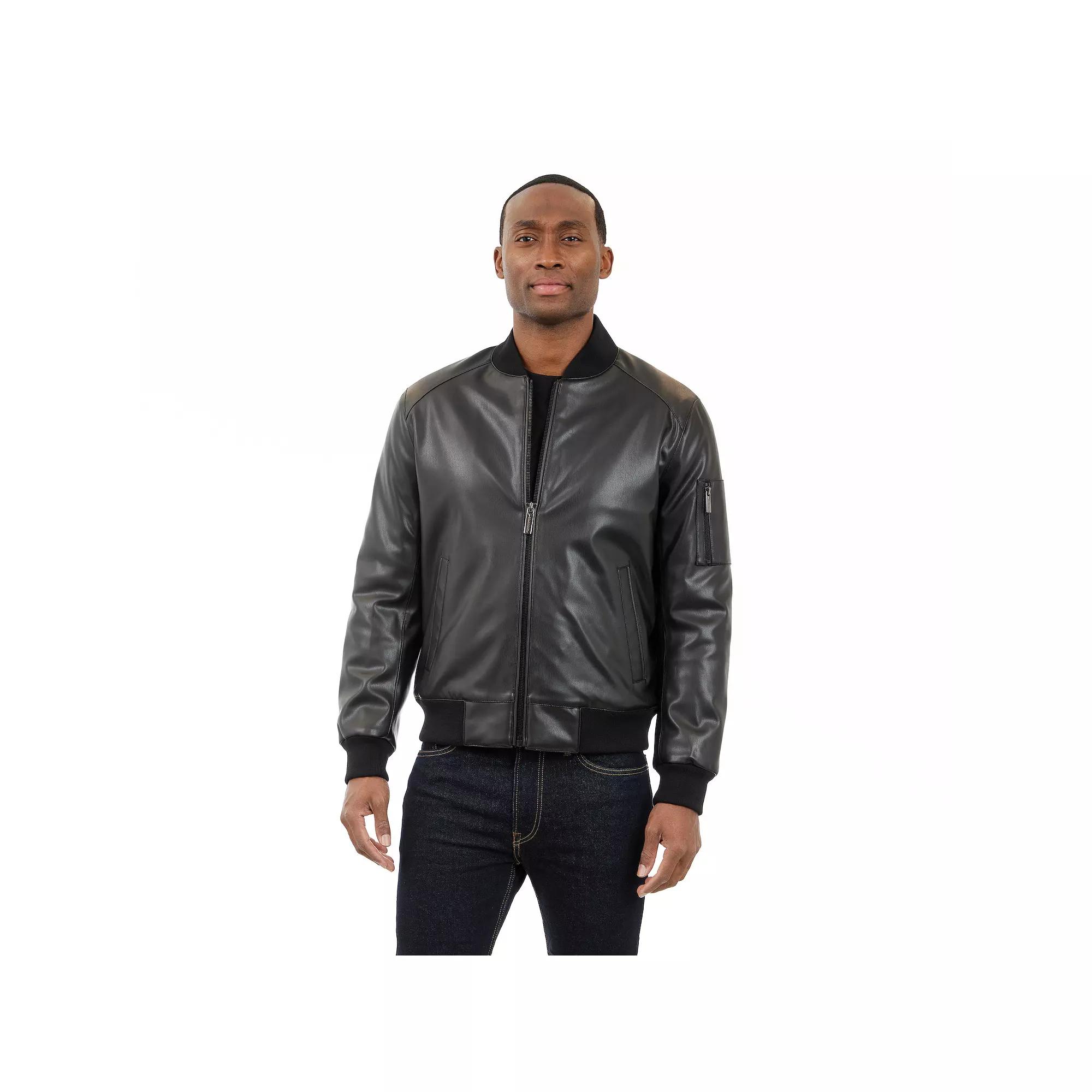 Men's London Fog Faux Leather Bomber Jacket,  Product Image