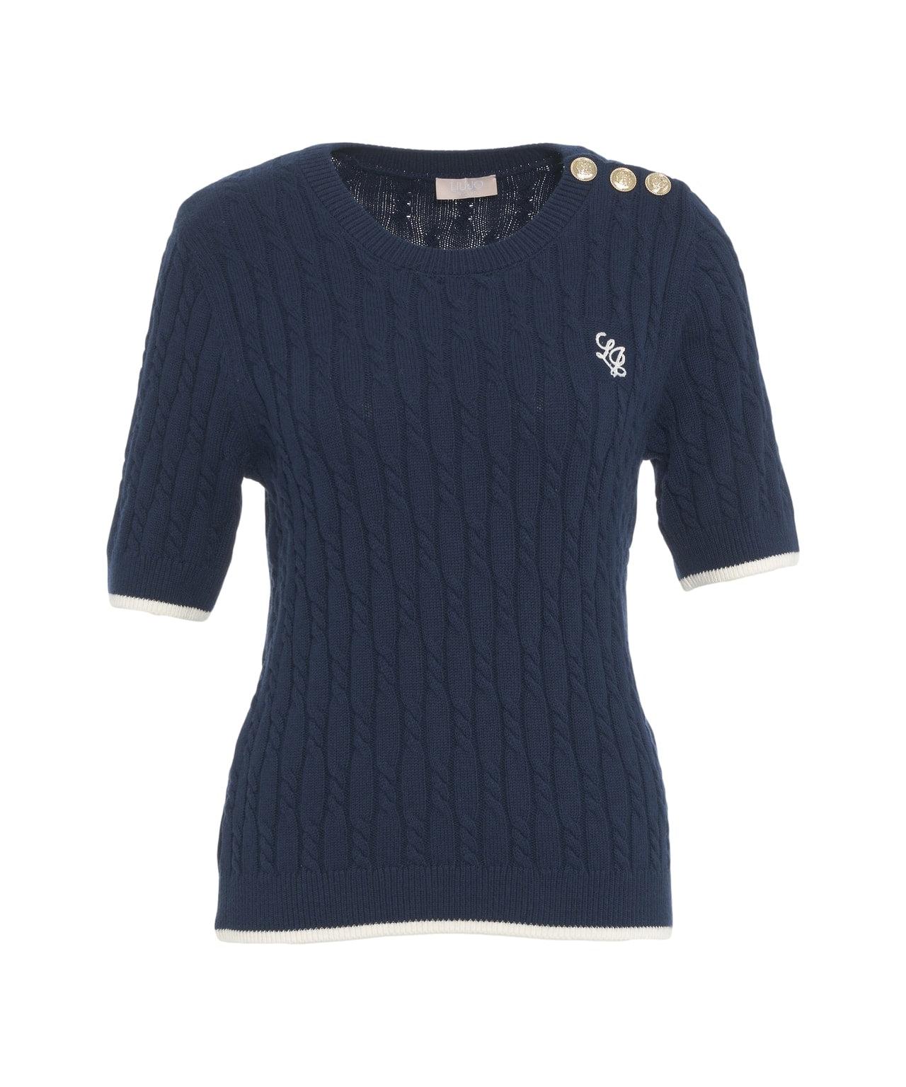 Knit t-shirt with logo embroidery Product Image