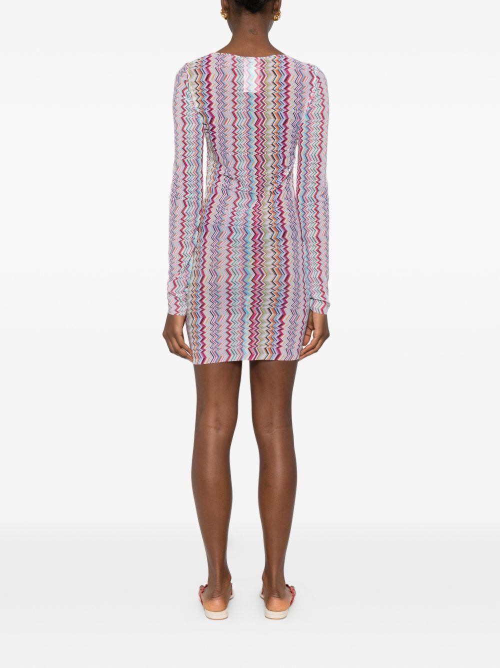 MISSONI Long-sleeve Zigzag Printed Tulle T-shirt In Multi Product Image