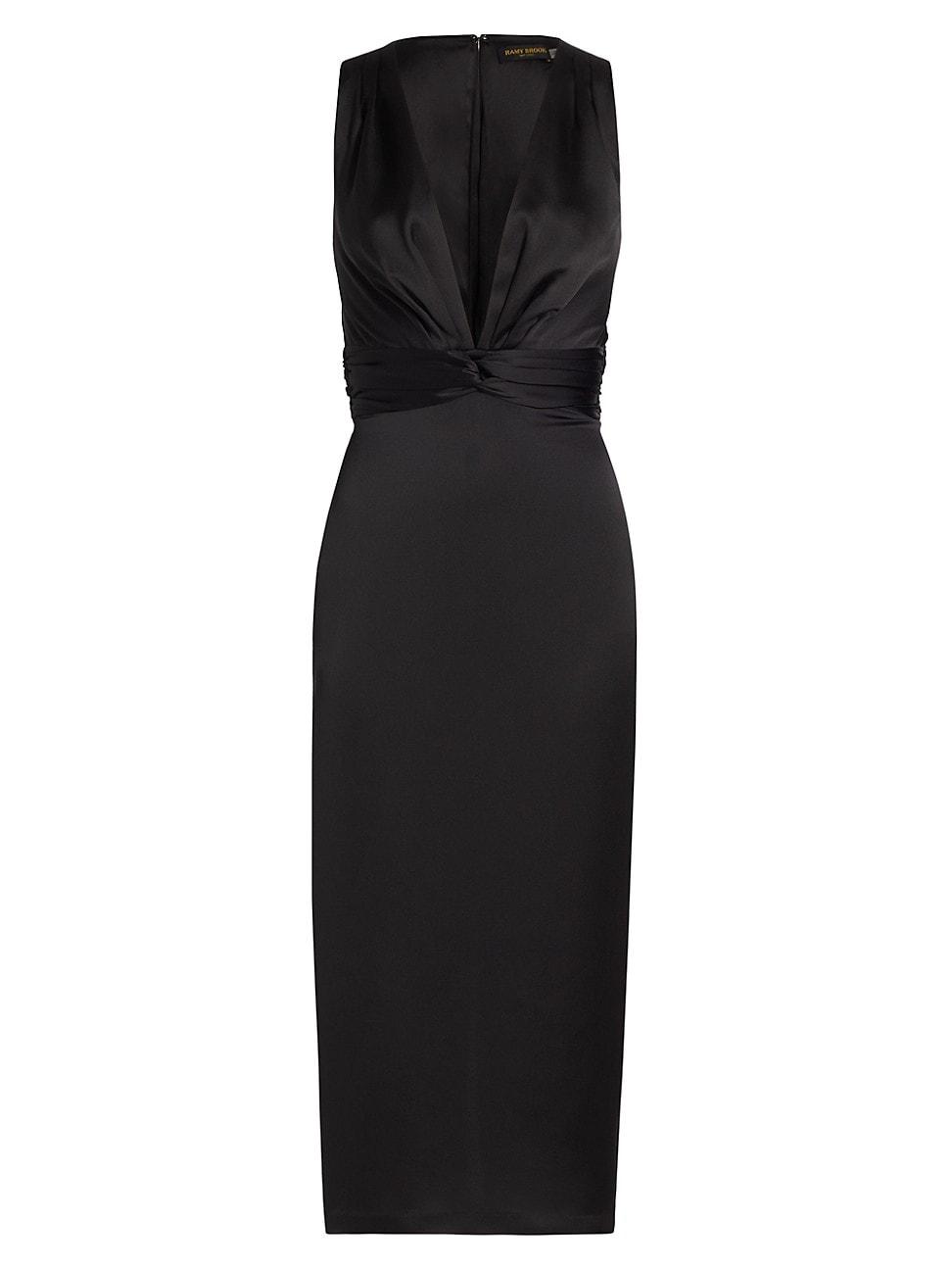 Womens Talon Satin Plunge Midi-Dress Product Image