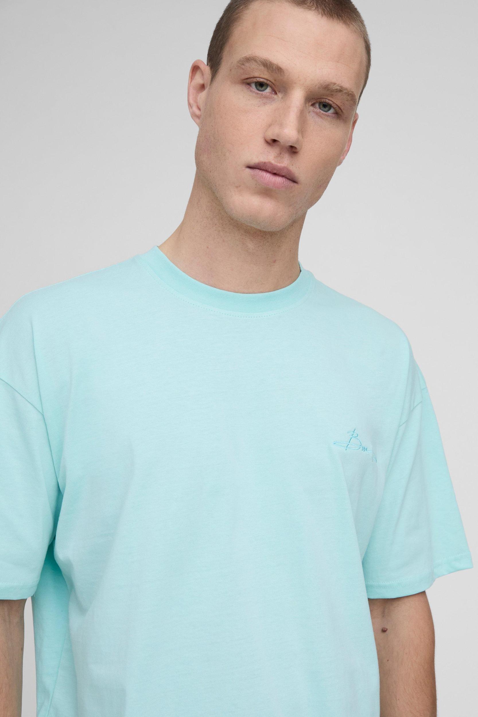 Oversized BM Signature Embroidered Crew Neck T-shirt | boohooMAN USA Product Image