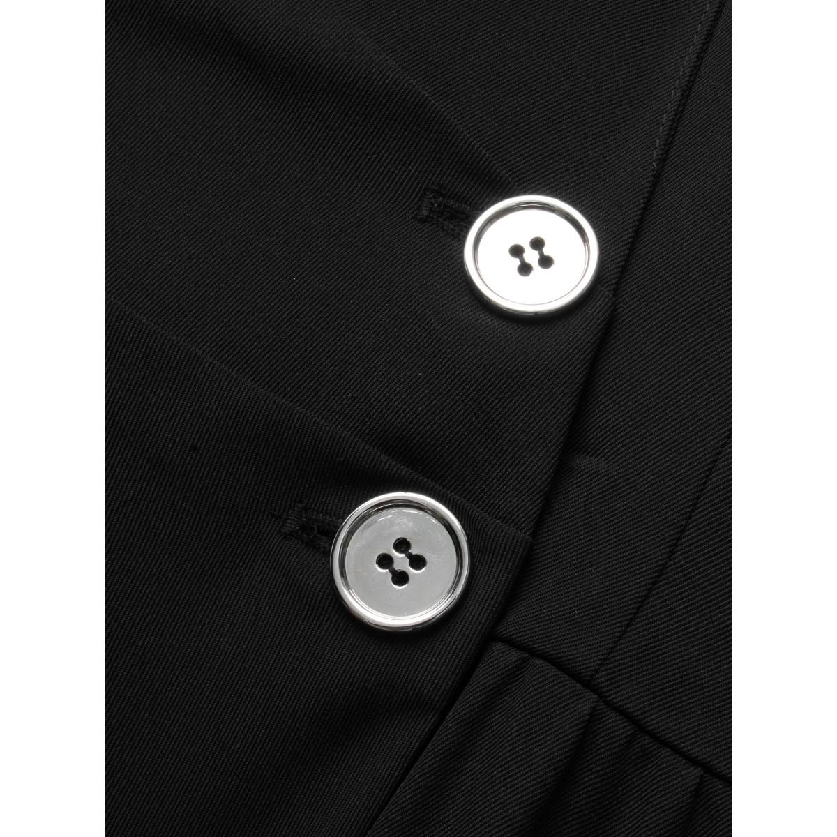 Plus Size Suit Collar Metal Detail Midi Dress Black Women At the Office Overlapping Suit Collar Long Sleeve Curvy BloomChic 28/5X Product Image