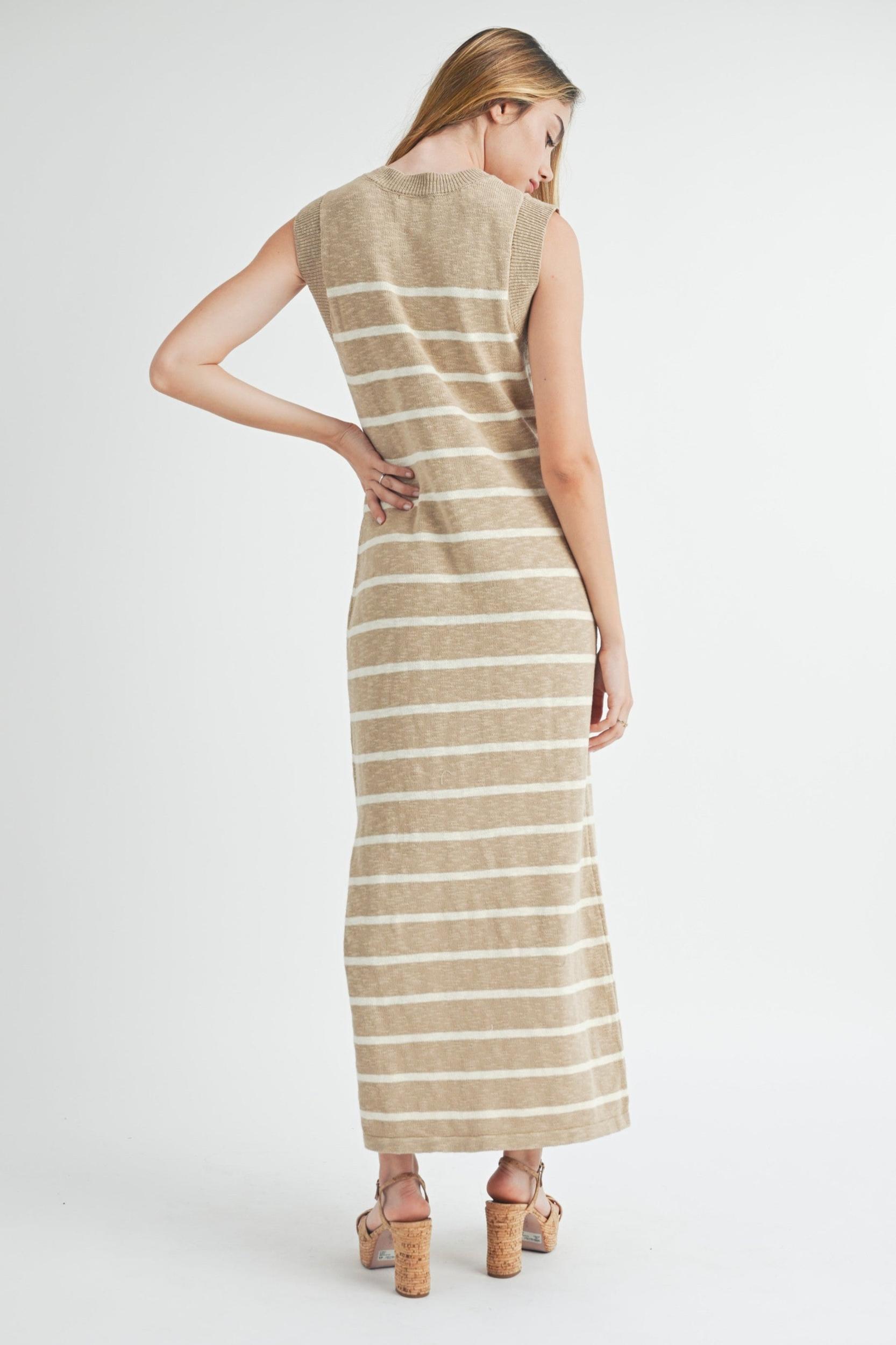 Sleeveless Stripe Sweater Maxi Dress Product Image
