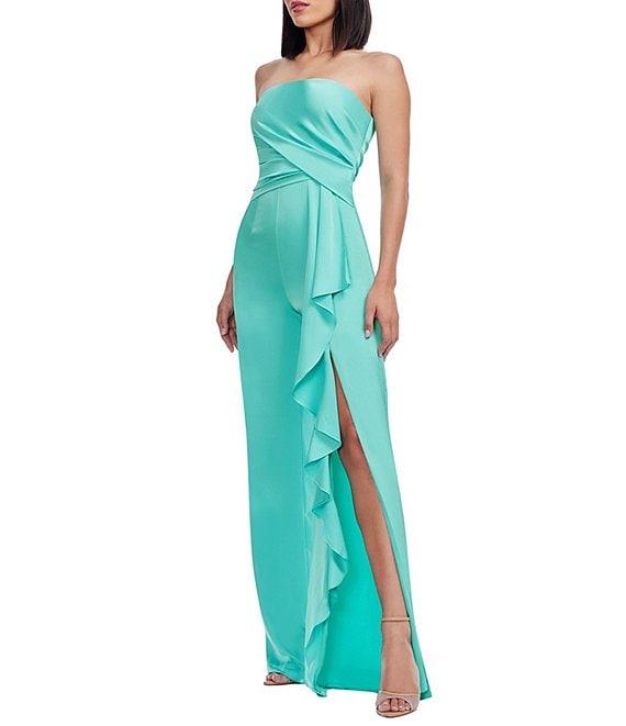 Dress the Population Shawn Strapless Ruffle Front Slit Jumpsuit Product Image