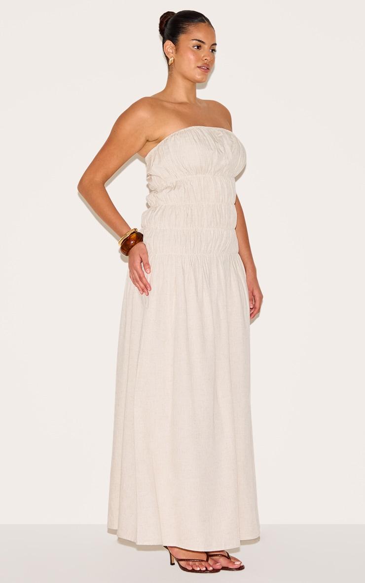 Plus Natural Bandeau Ruched Detail Maxi Dress Product Image