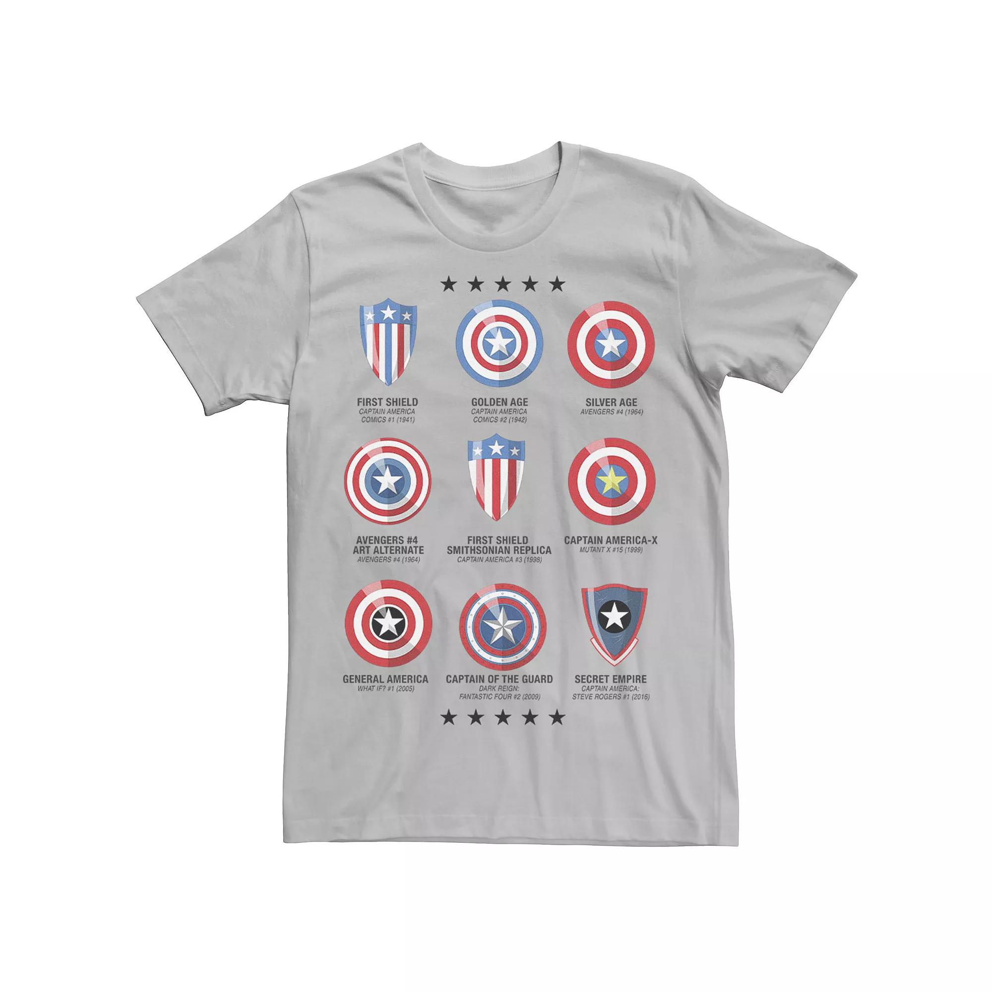 Men's Marvel Captain America Different Shields Grid Tee,  Product Image