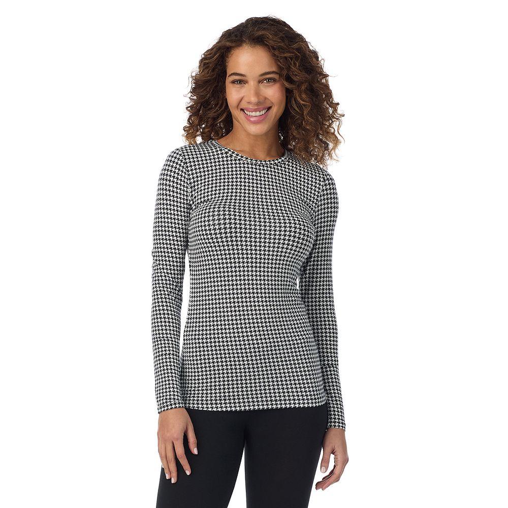 Women's Cuddl Duds® Softwear with Stretch Long Sleeve Top, Size: Medium, Ivory Houndsto Product Image