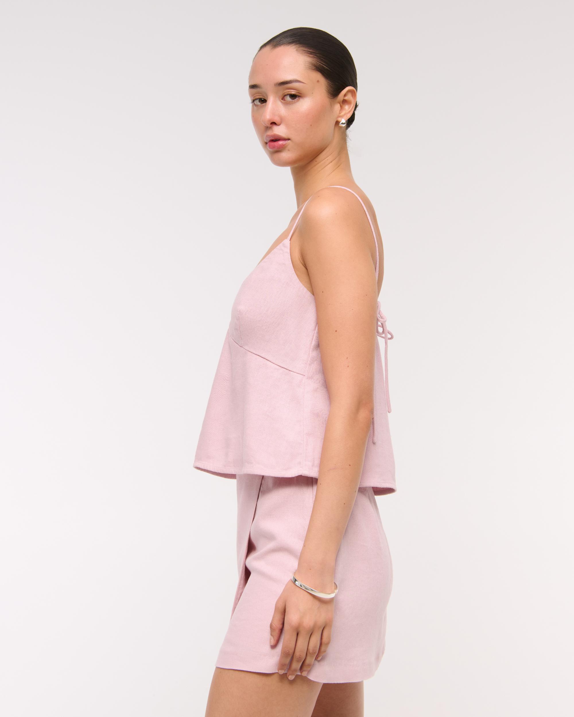 The A&F Scarlett Linen-Blend Wrap Mini Skort Product Image