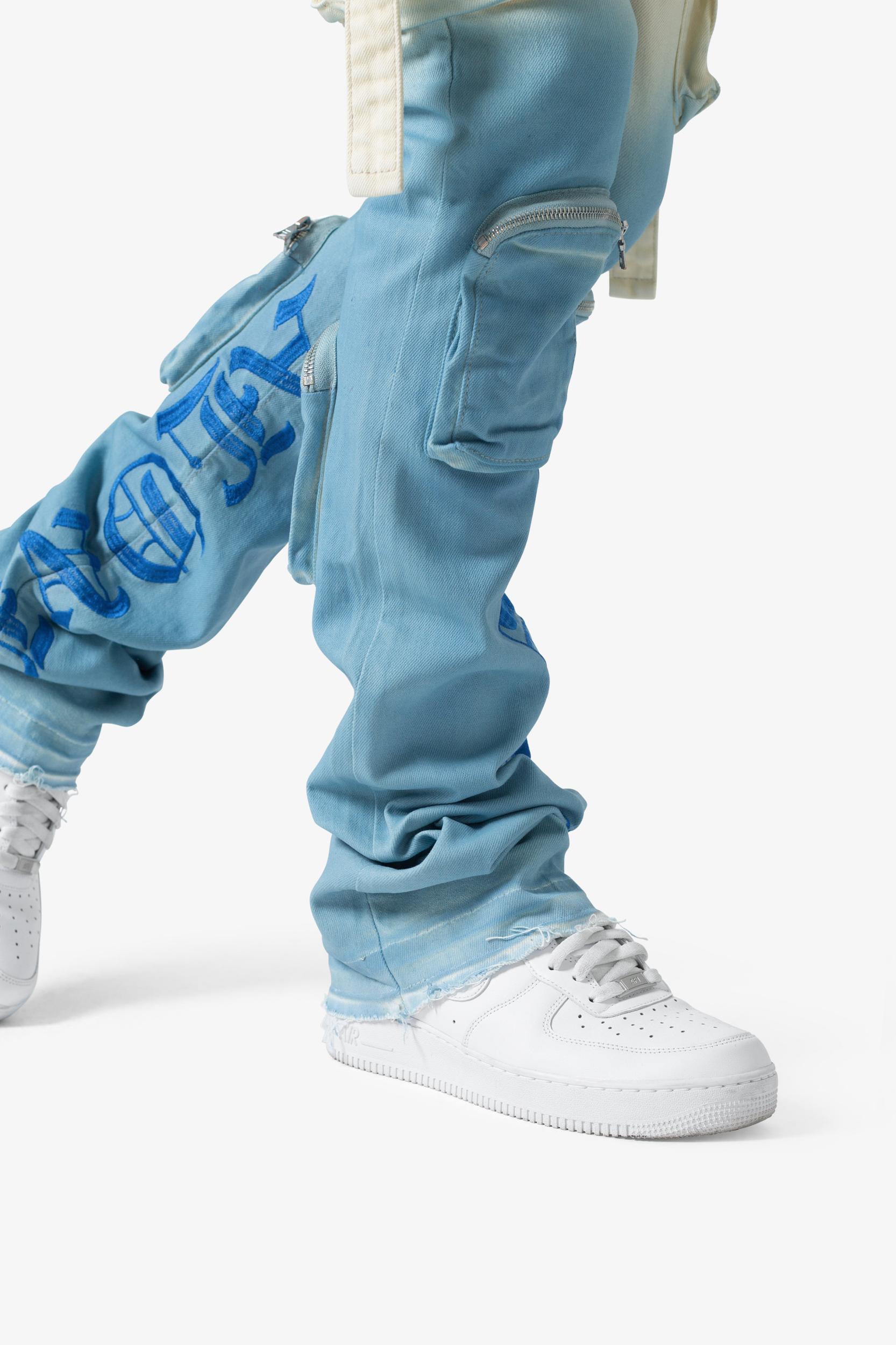 X634 Cargo Skinny Stacked Denim - Blue/White Product Image